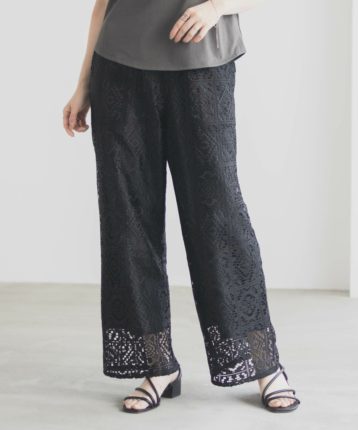 Idnes クロシェライクレースイージーパンツ レディース商品画像-3