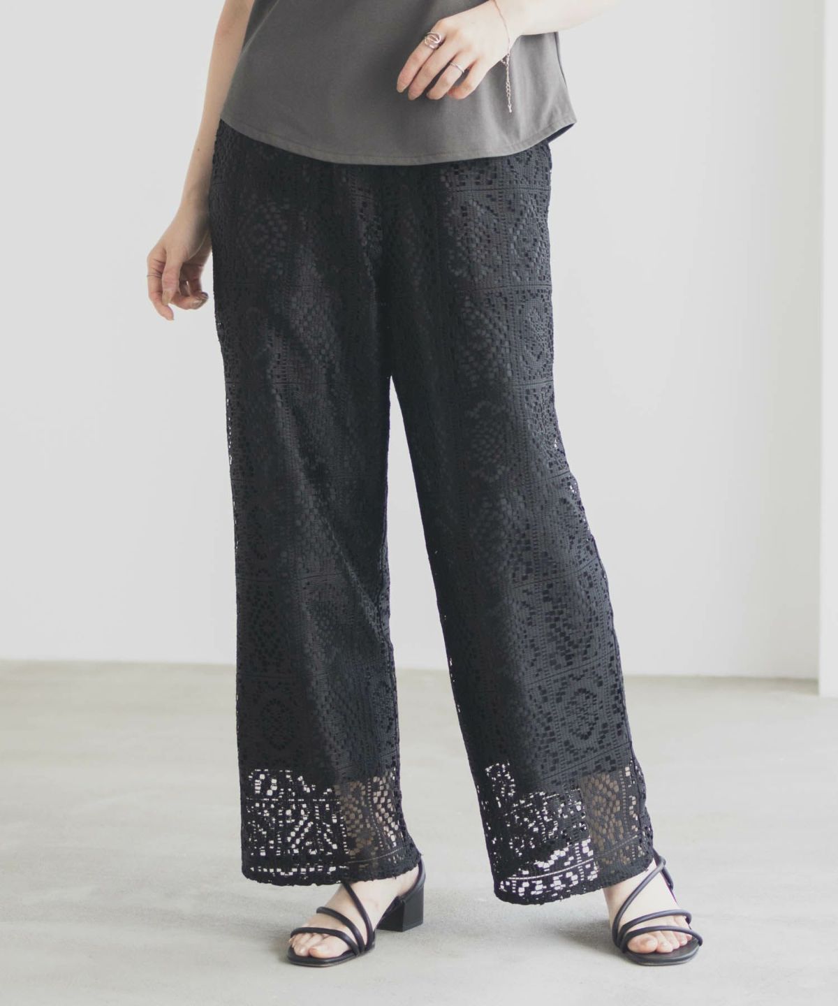 Idnes クロシェライクレースイージーパンツ レディース