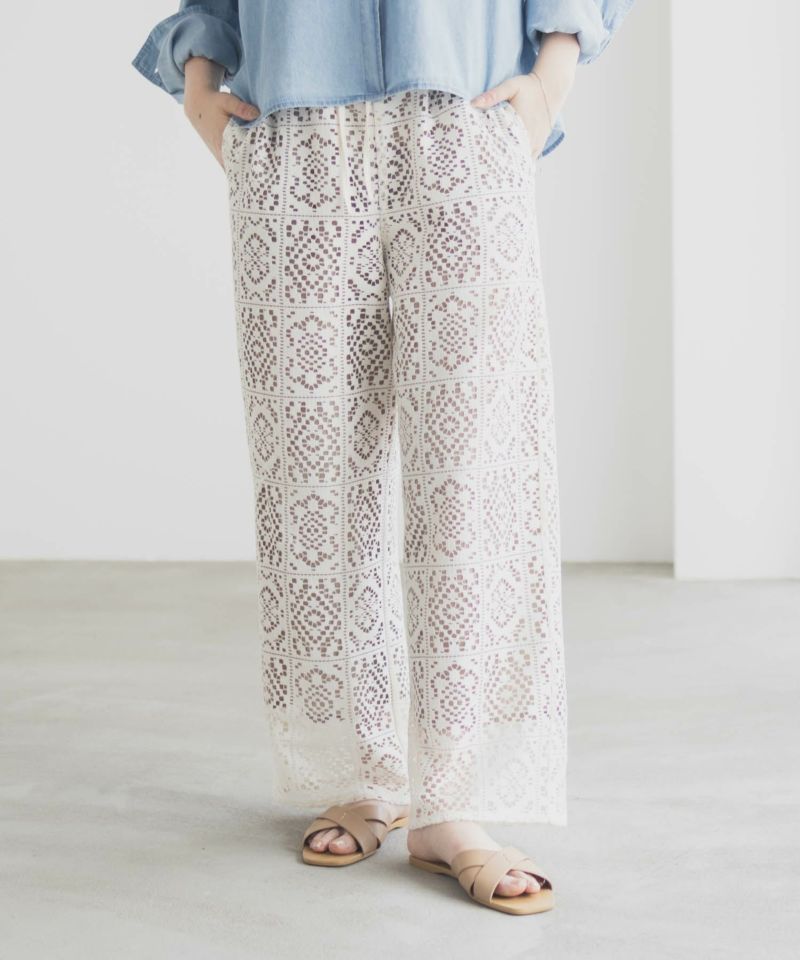 Idnes クロシェライクレースイージーパンツ レディース商品画像-5