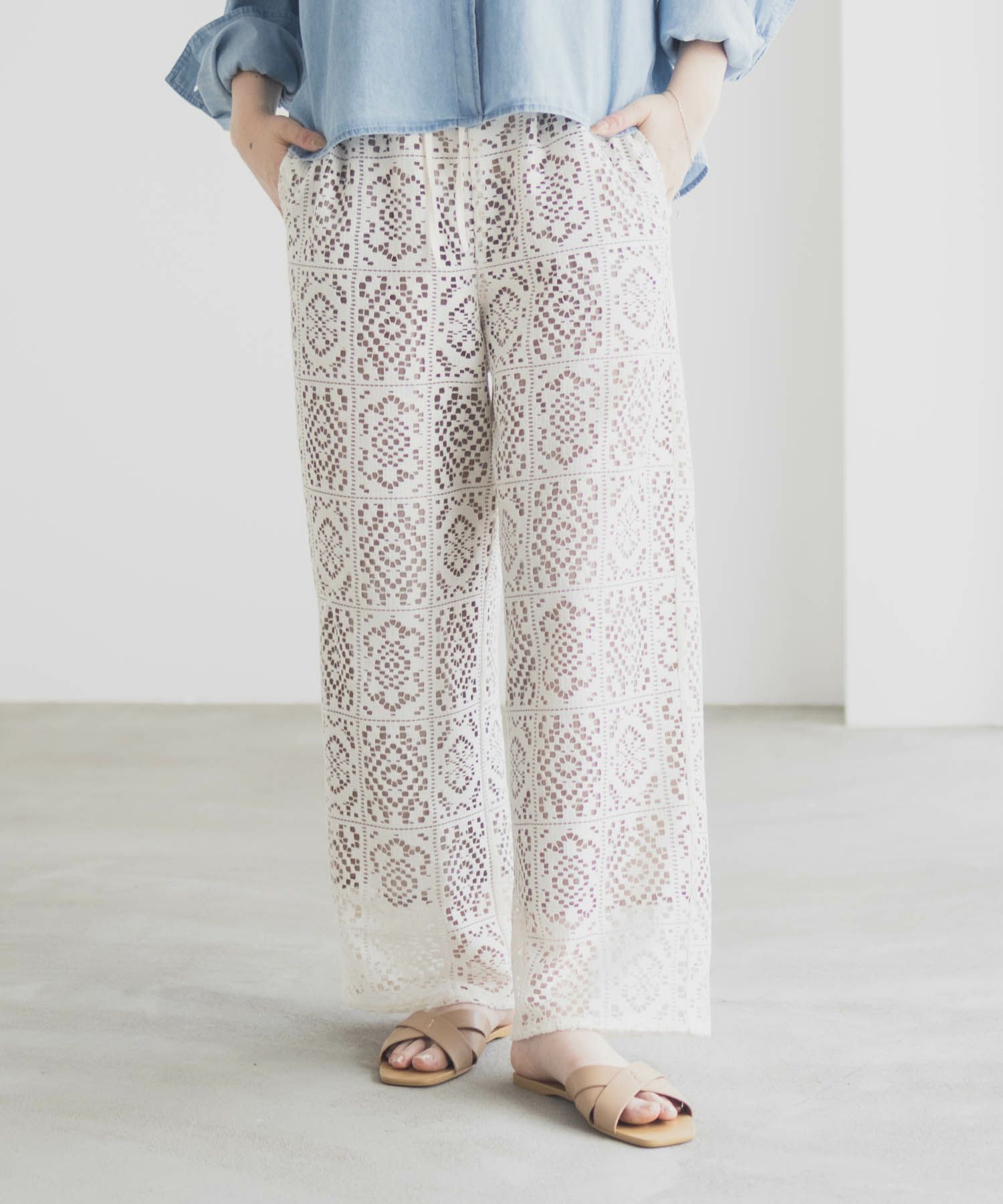 Idnes クロシェライクレースイージーパンツ レディース商品サムネイル-5