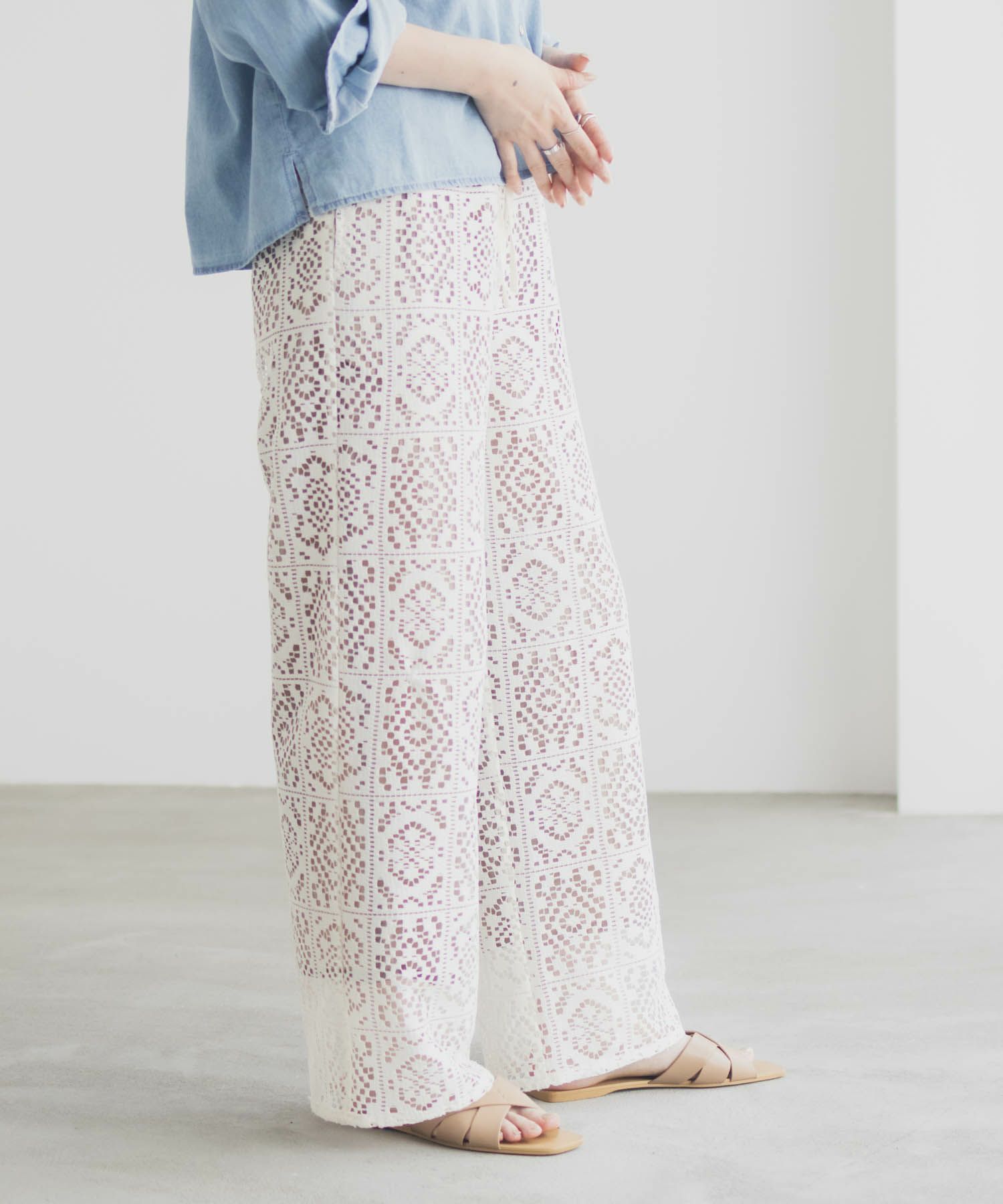 Idnes クロシェライクレースイージーパンツ レディース商品サムネイル-7