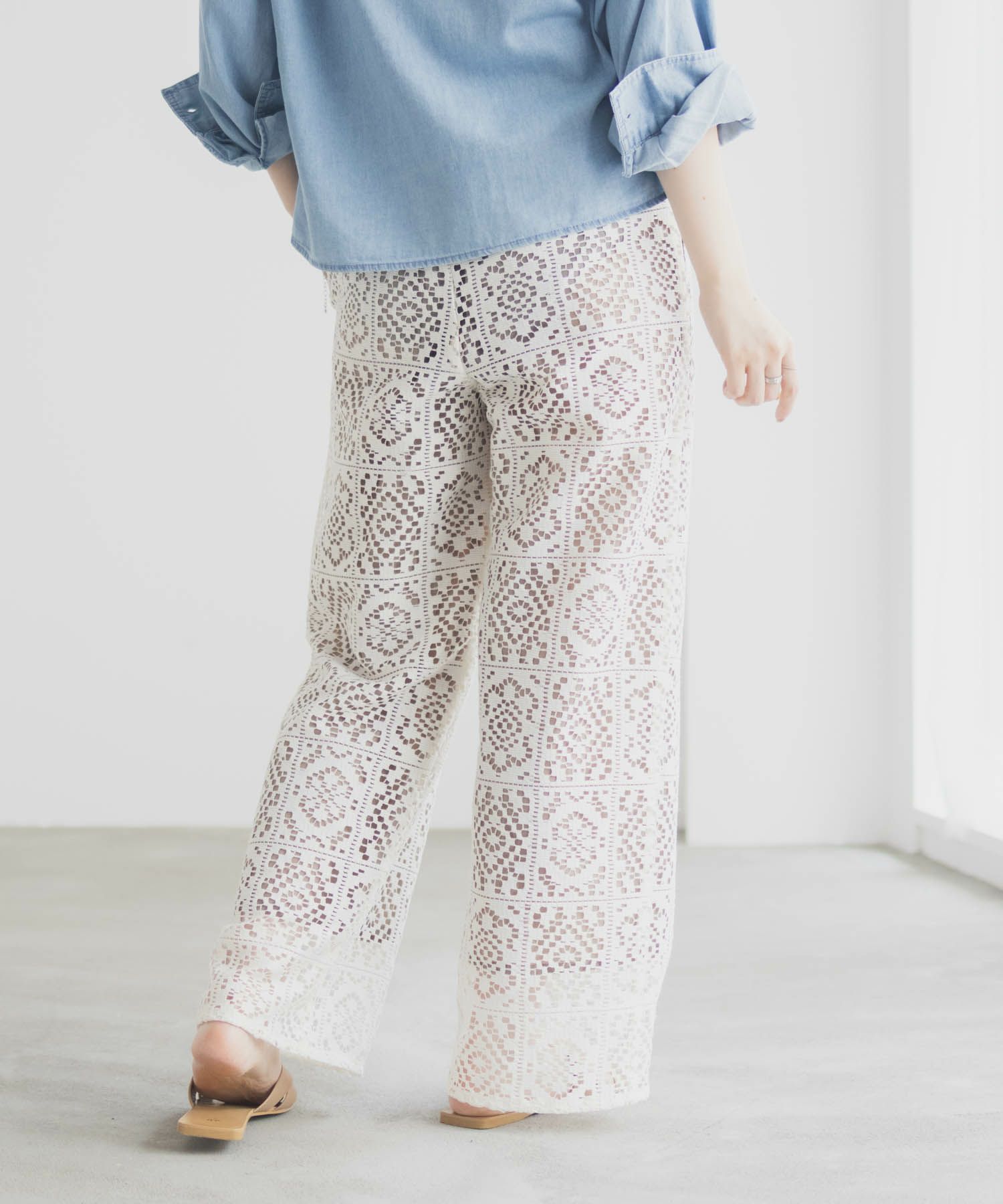 Idnes クロシェライクレースイージーパンツ レディース商品画像-8