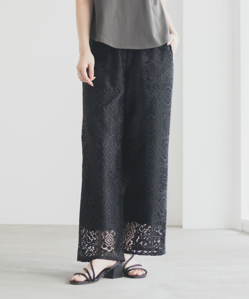 Idnes クロシェライクレースイージーパンツ レディース商品画像-11