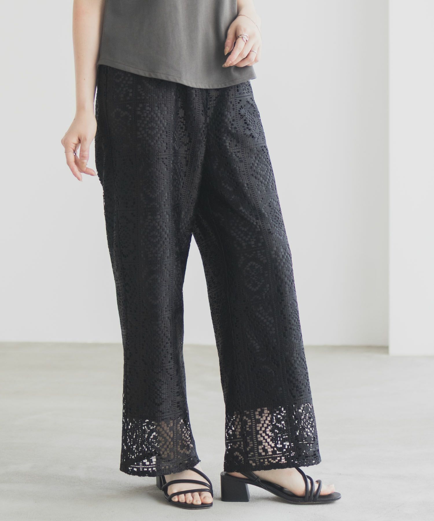 Idnes クロシェライクレースイージーパンツ レディース商品画像-12