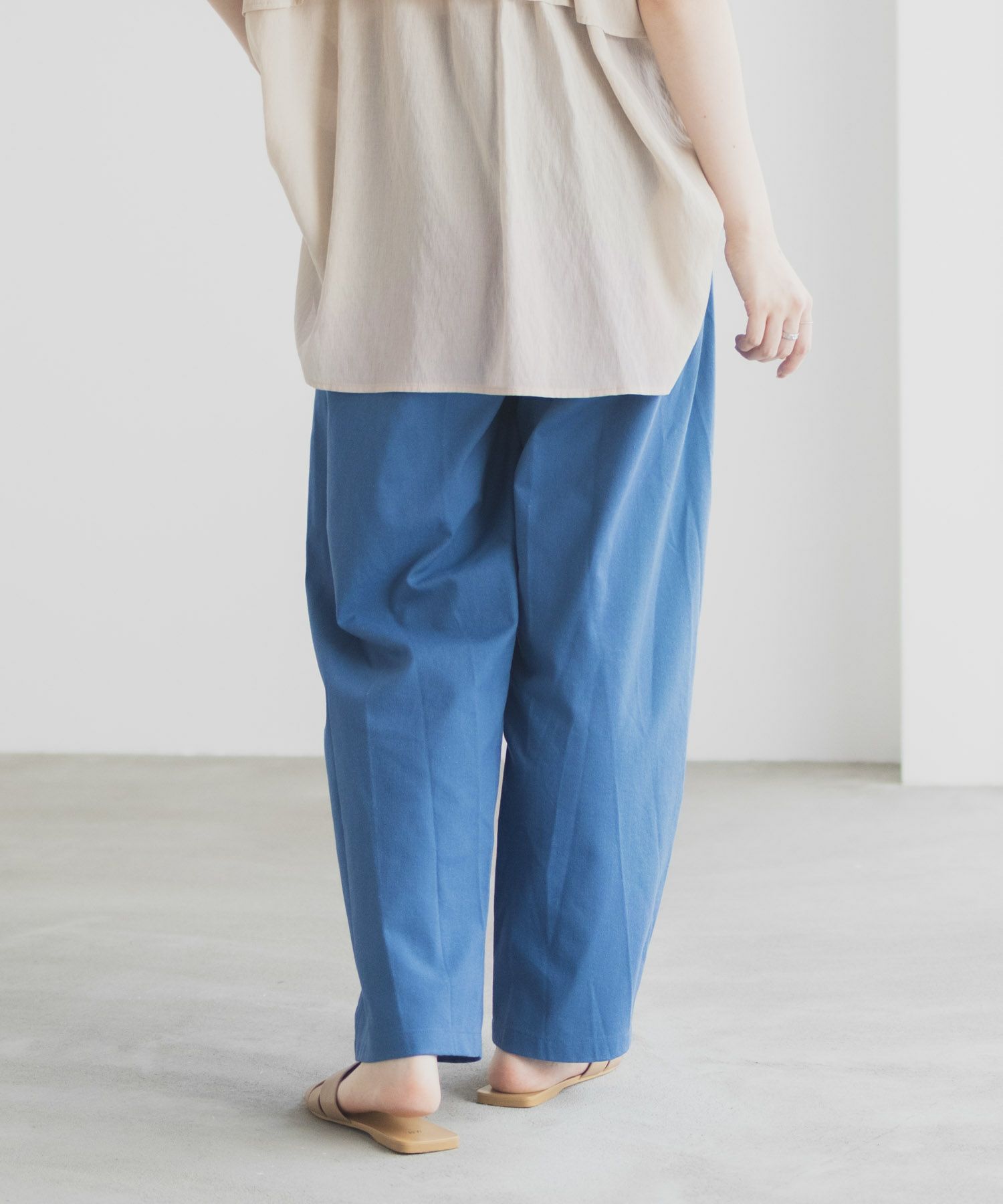 Idnes リネンライクドロストテーパードパンツ レディース