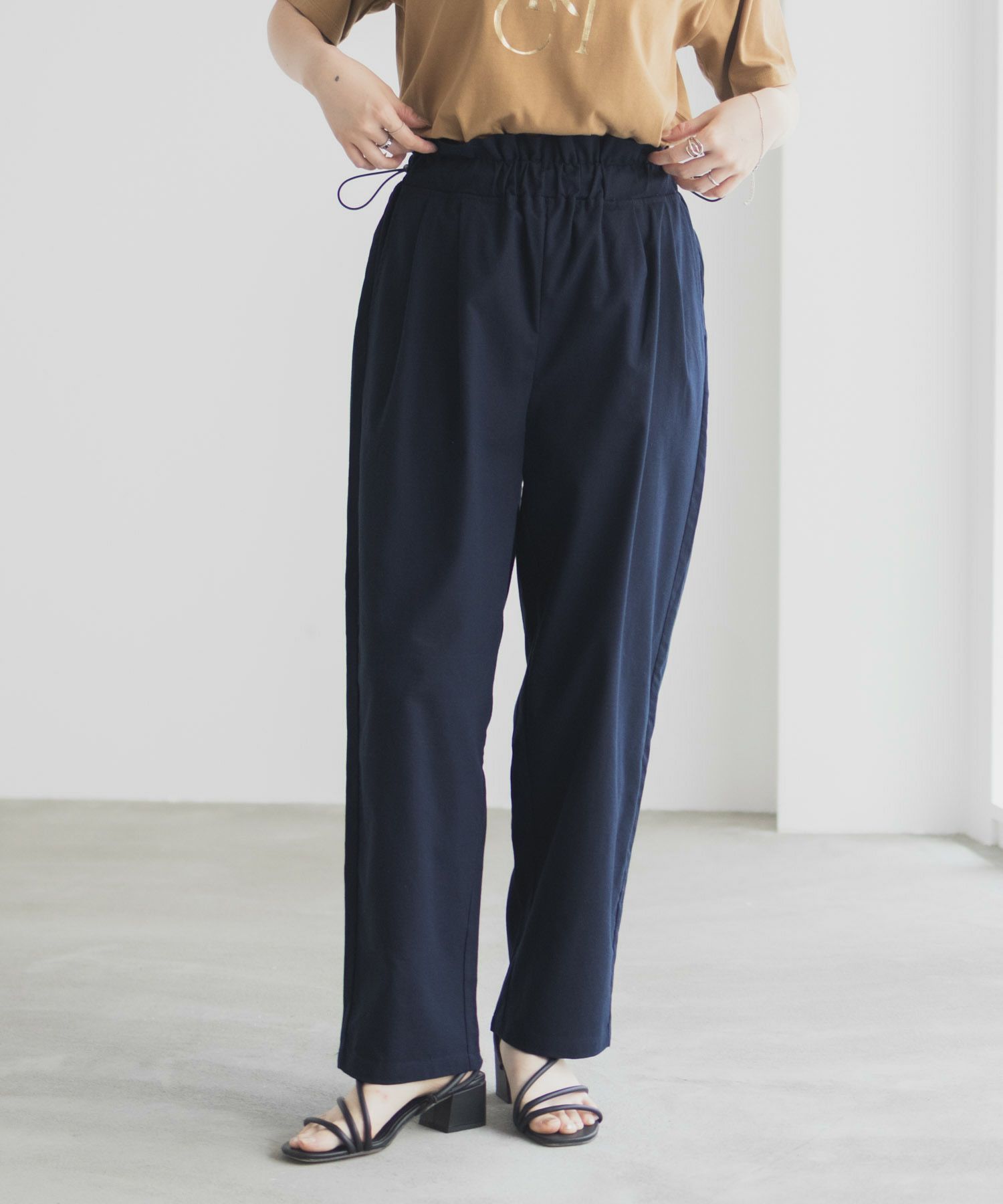 Idnes リネンライクドロストテーパードパンツ レディース商品画像-13