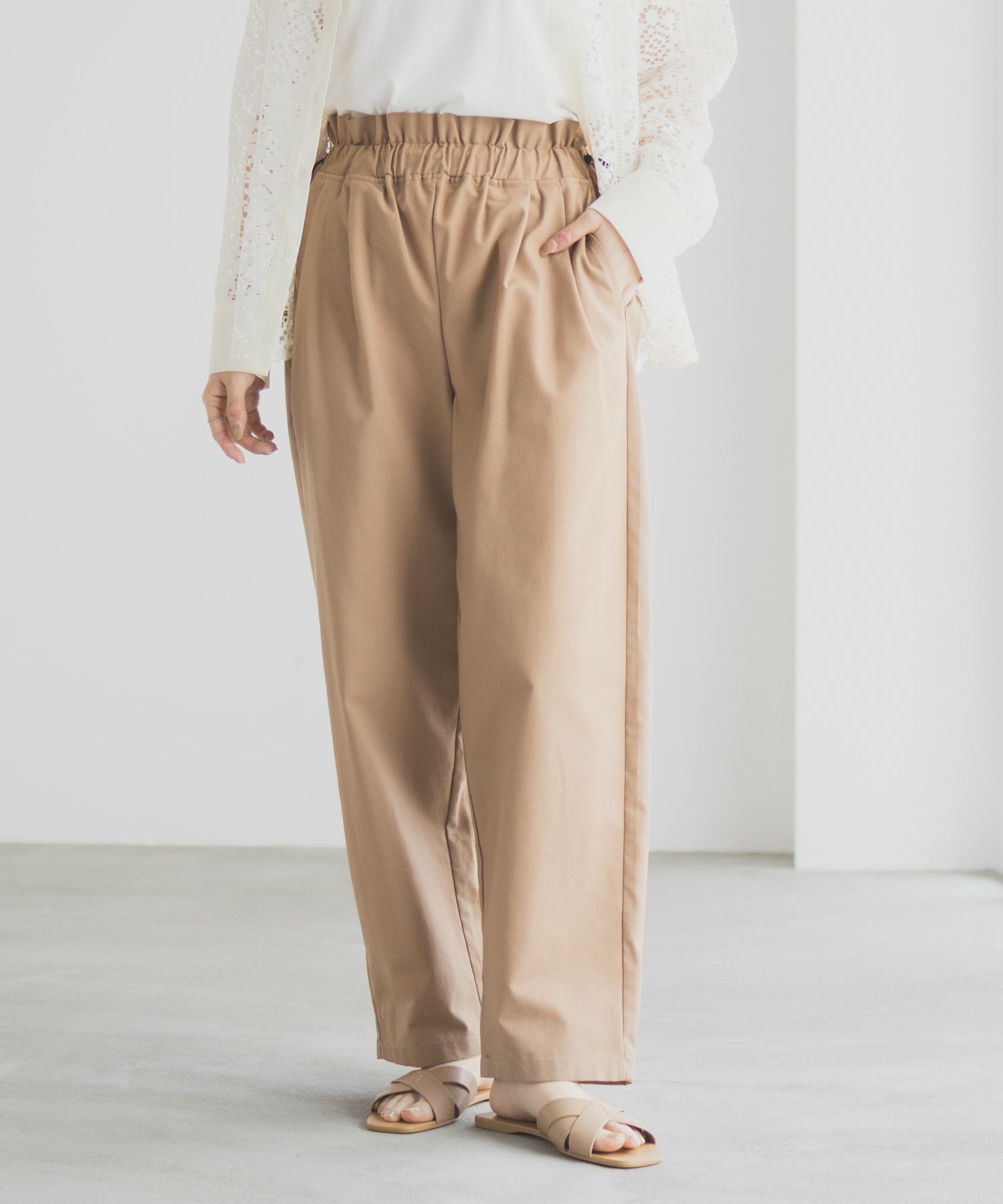 Idnes リネンライクドロストテーパードパンツ レディース商品サムネイル-17