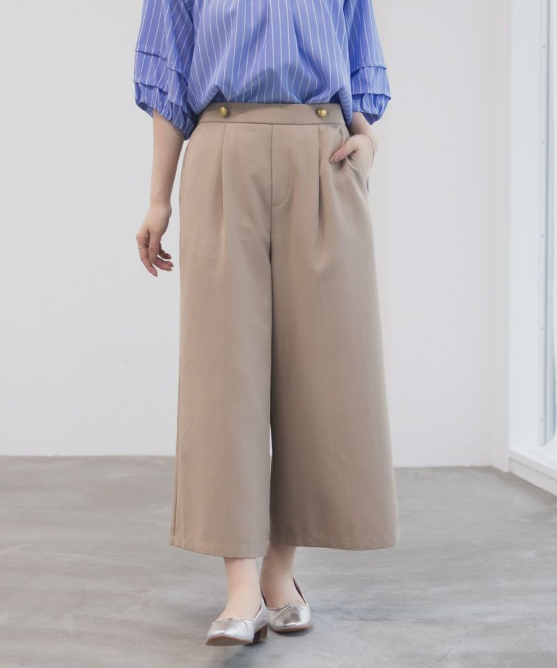 Idnes 釦付きワイドクロップドパンツ レディース商品画像-4