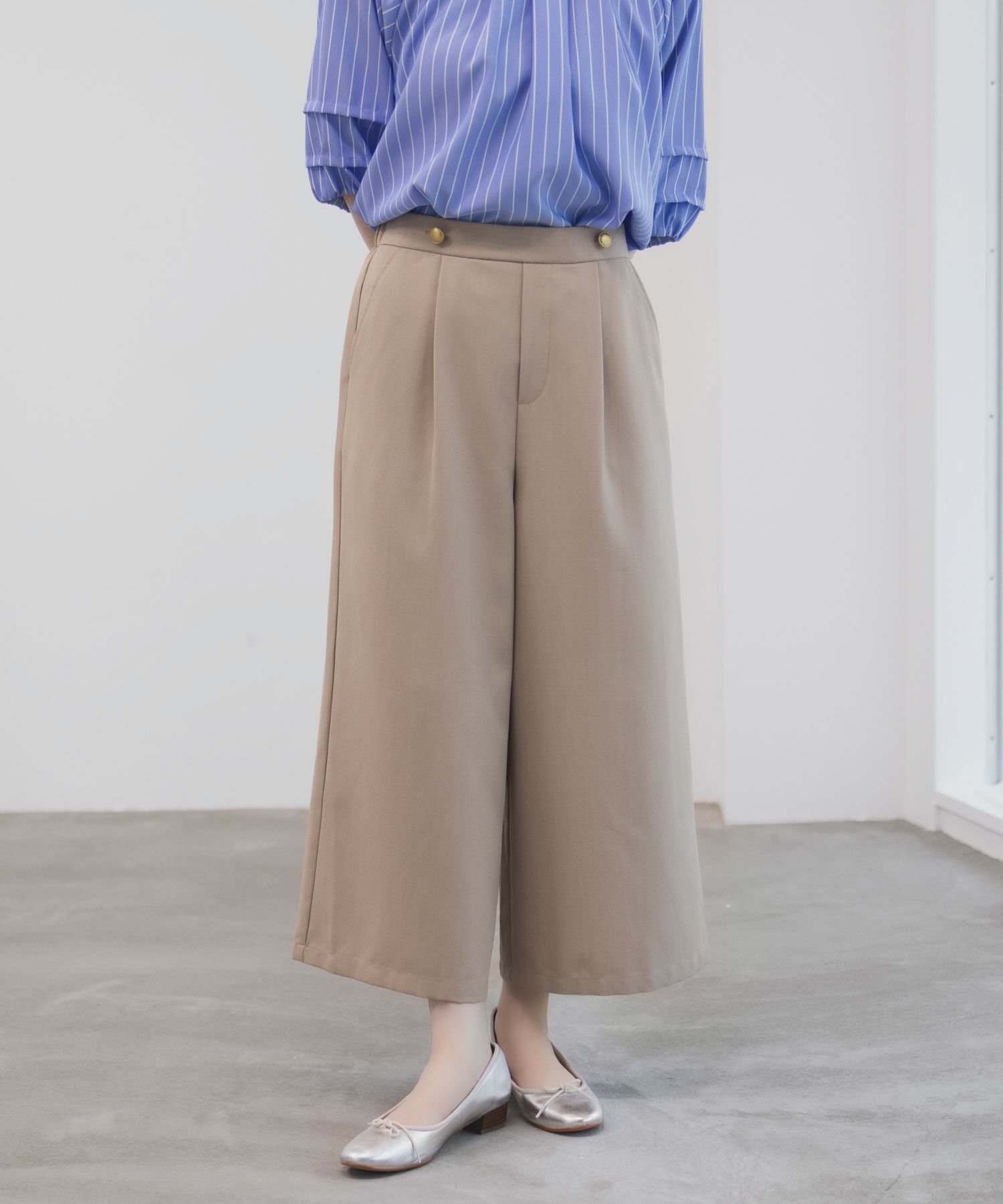 Idnes 釦付きワイドクロップドパンツ レディース商品サムネイル-6