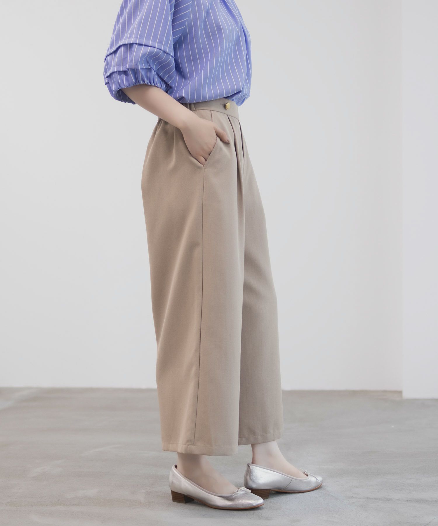 Idnes 釦付きワイドクロップドパンツ レディース商品サムネイル-7