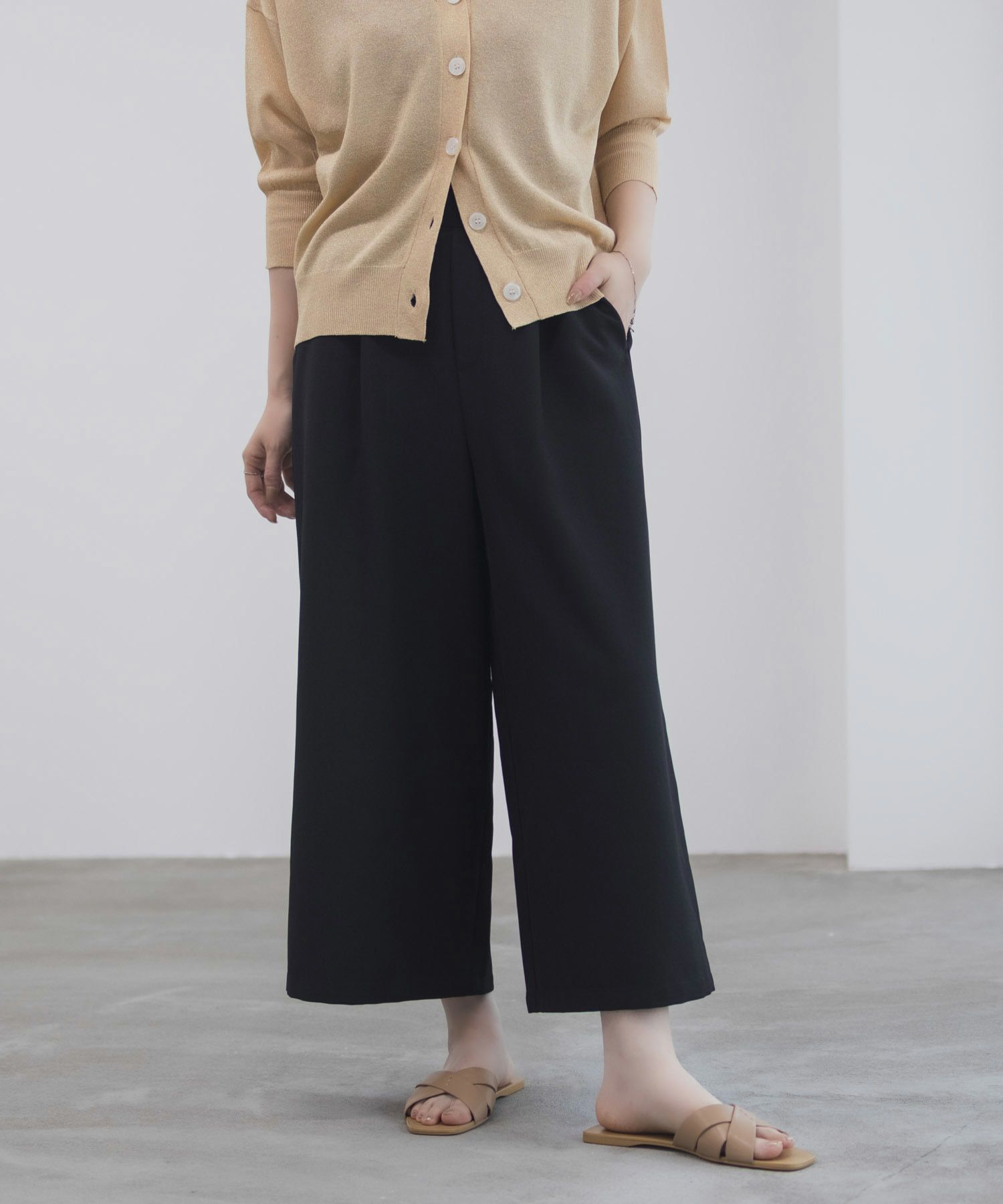 Idnes 釦付きワイドクロップドパンツ レディース商品サムネイル-12