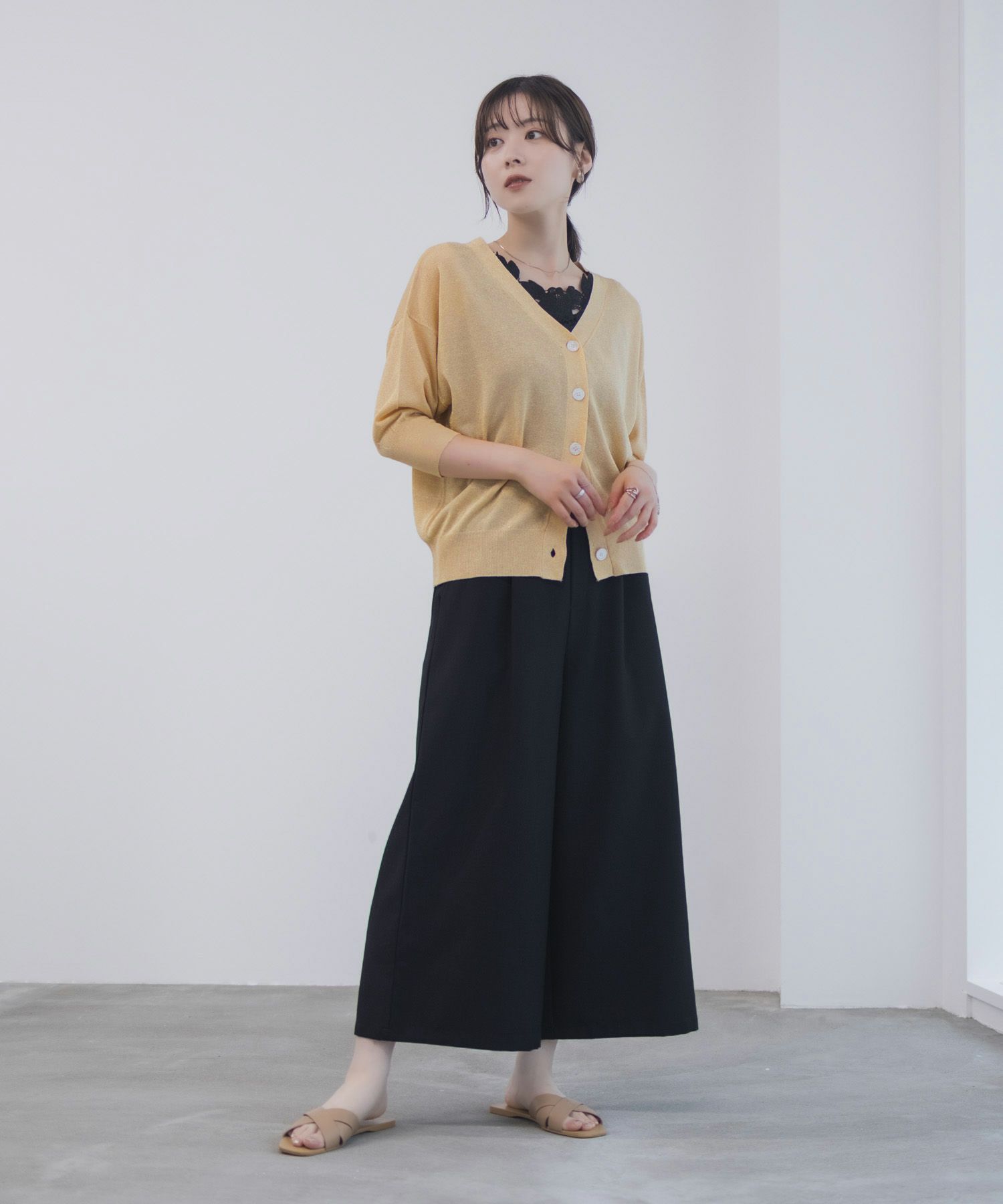Idnes 釦付きワイドクロップドパンツ レディース商品サムネイル-13