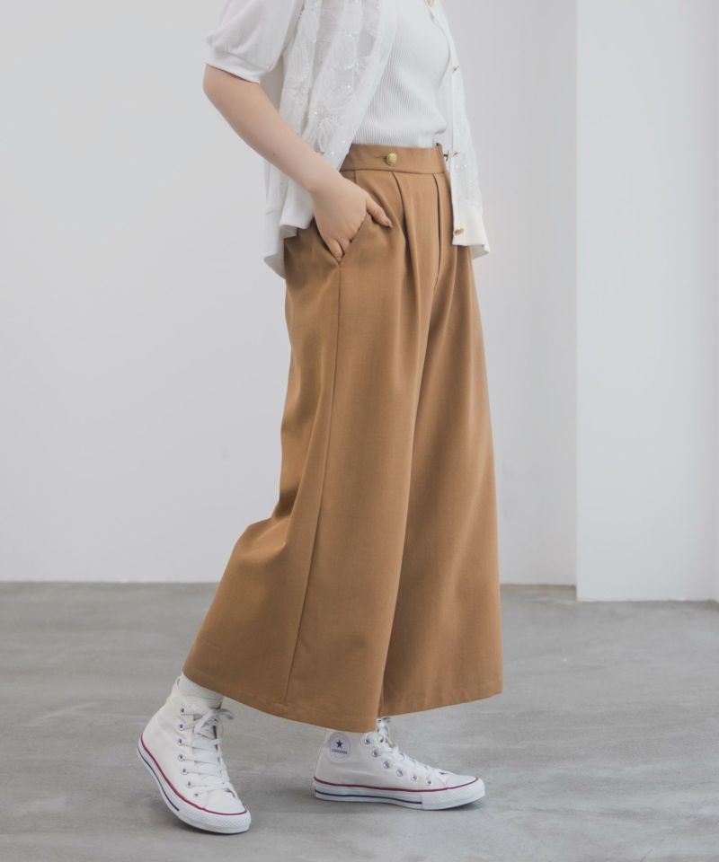 Idnes 釦付きワイドクロップドパンツ レディース商品画像-15