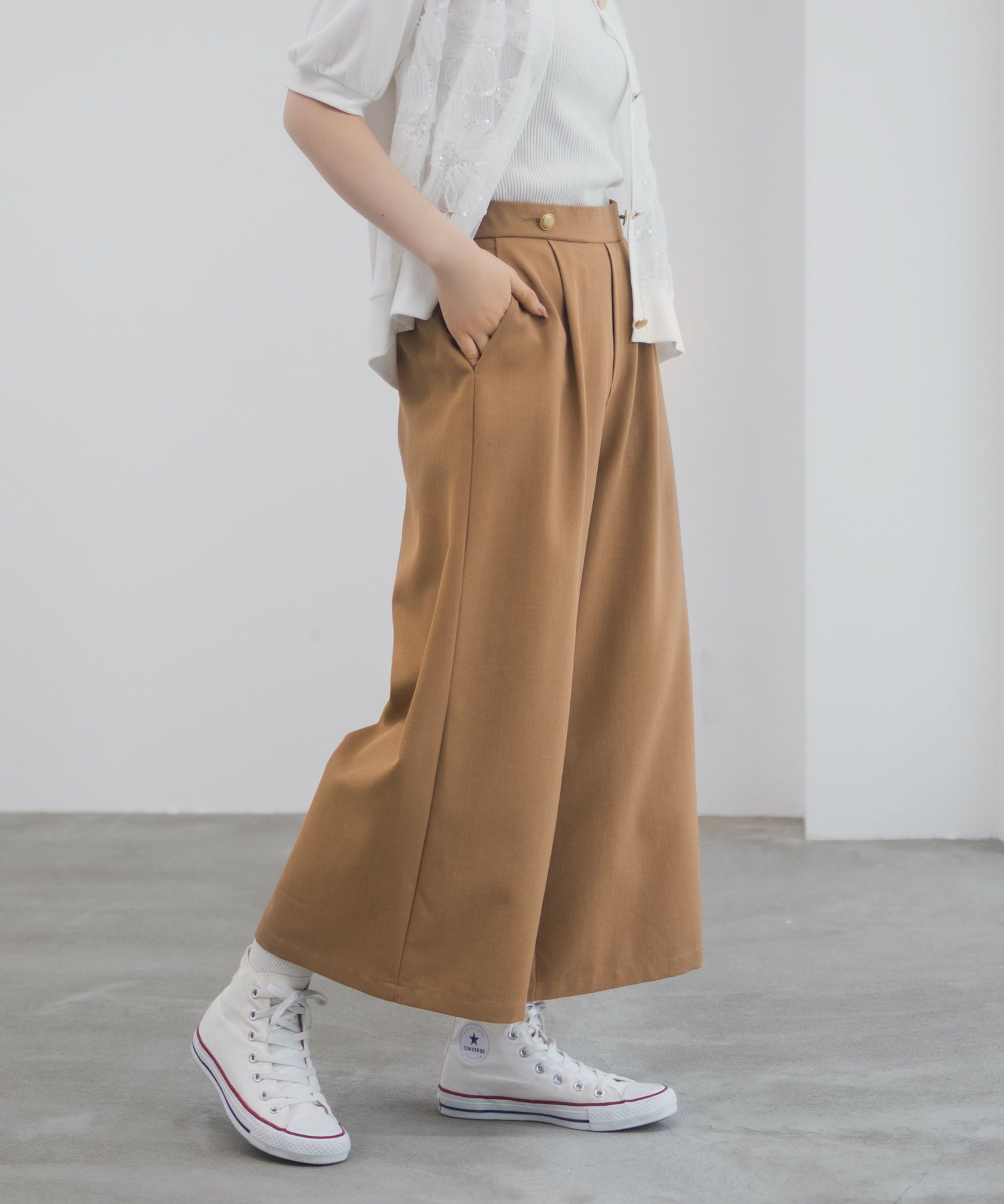 Idnes 釦付きワイドクロップドパンツ レディース商品サムネイル-15