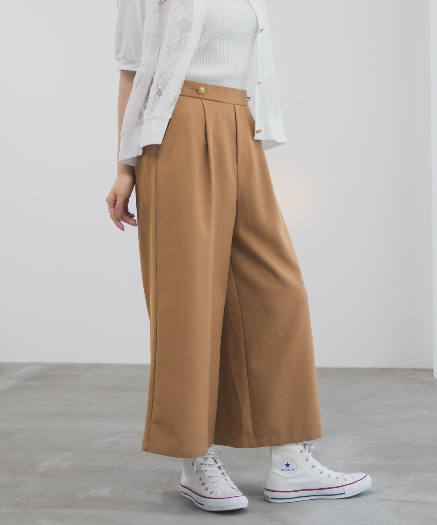 Idnes 釦付きワイドクロップドパンツ レディース商品サムネイル-16