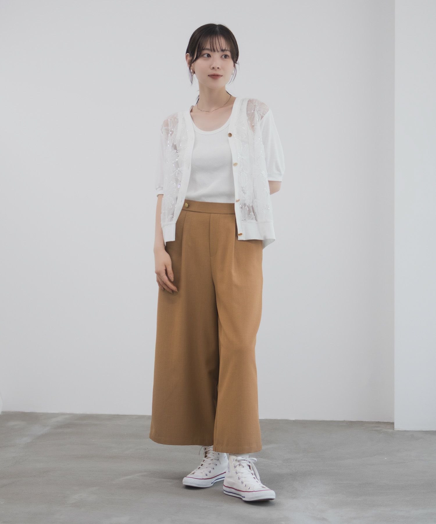 Idnes 釦付きワイドクロップドパンツ レディース商品サムネイル-17