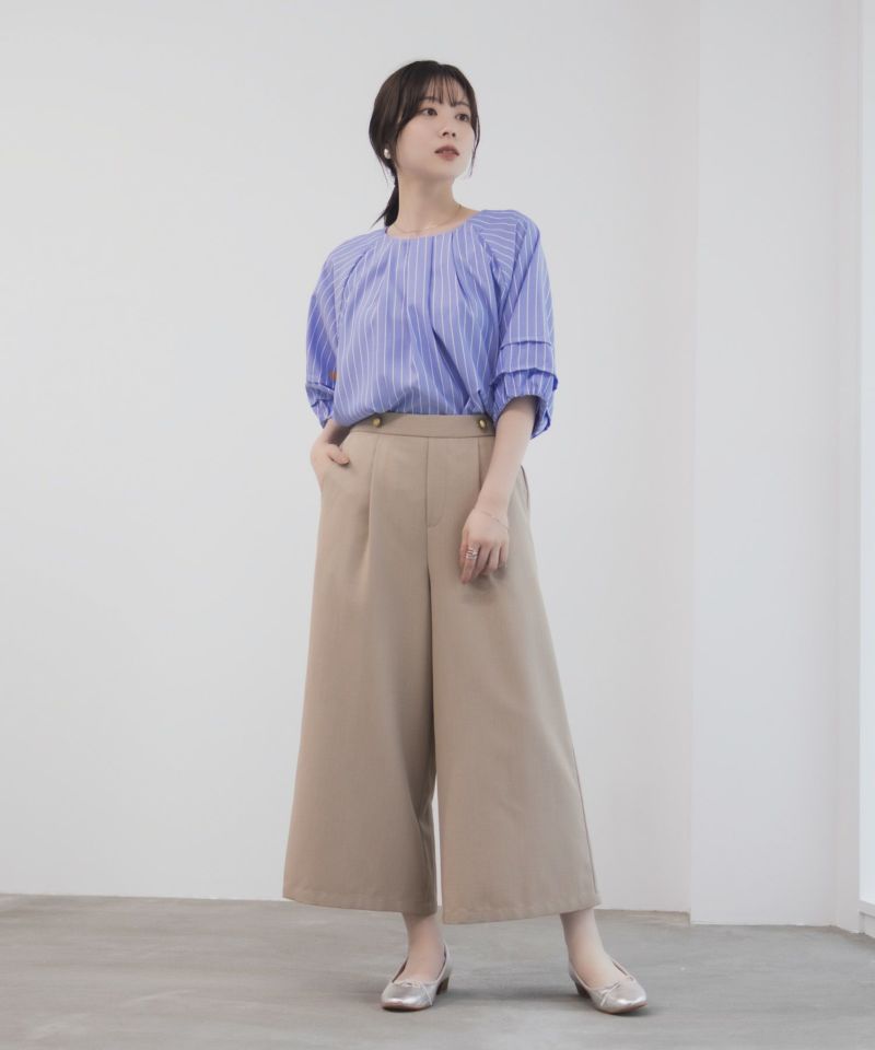 Idnes 釦付きワイドクロップドパンツ レディース商品画像-28