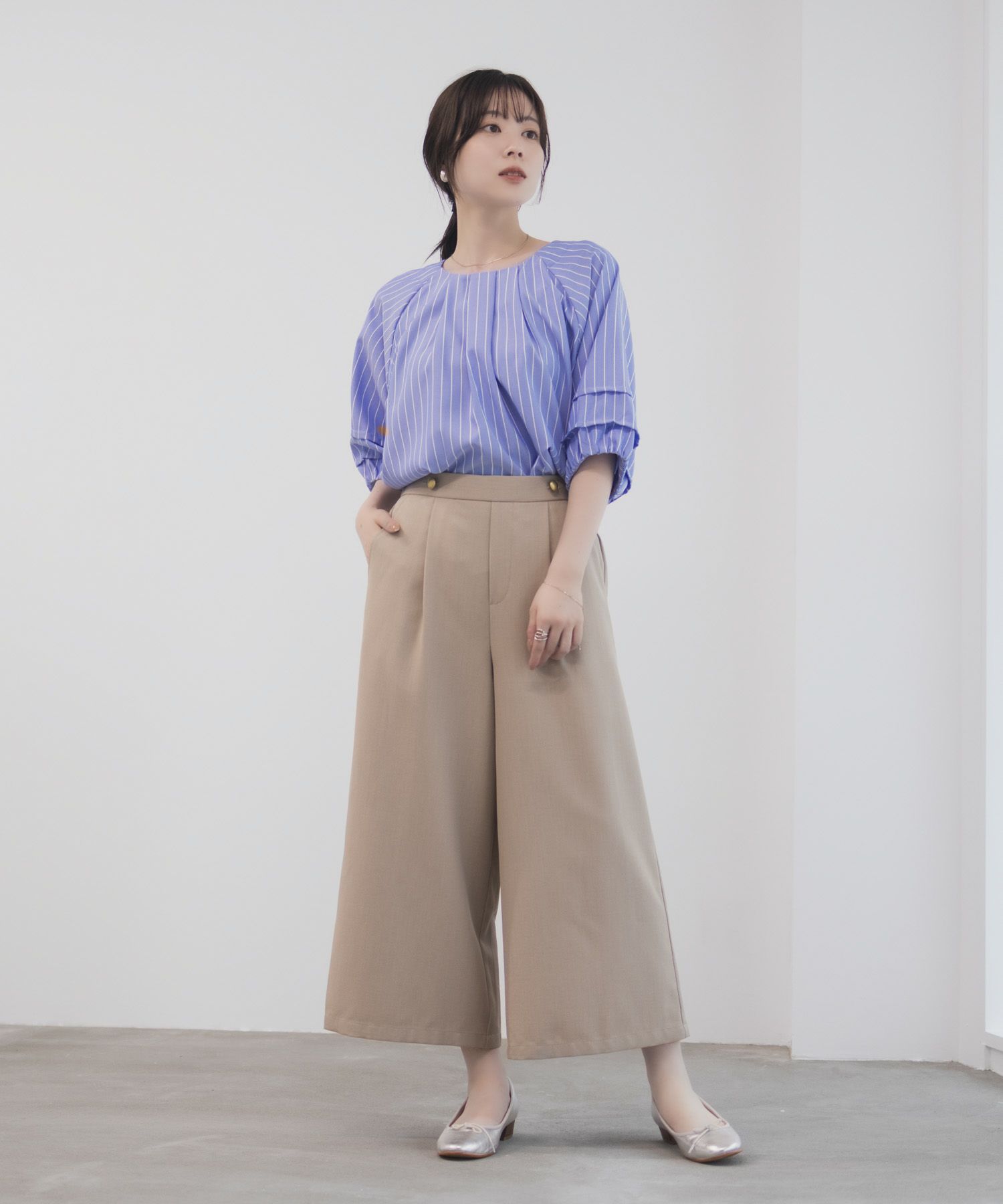 Idnes 釦付きワイドクロップドパンツ レディース商品サムネイル-28