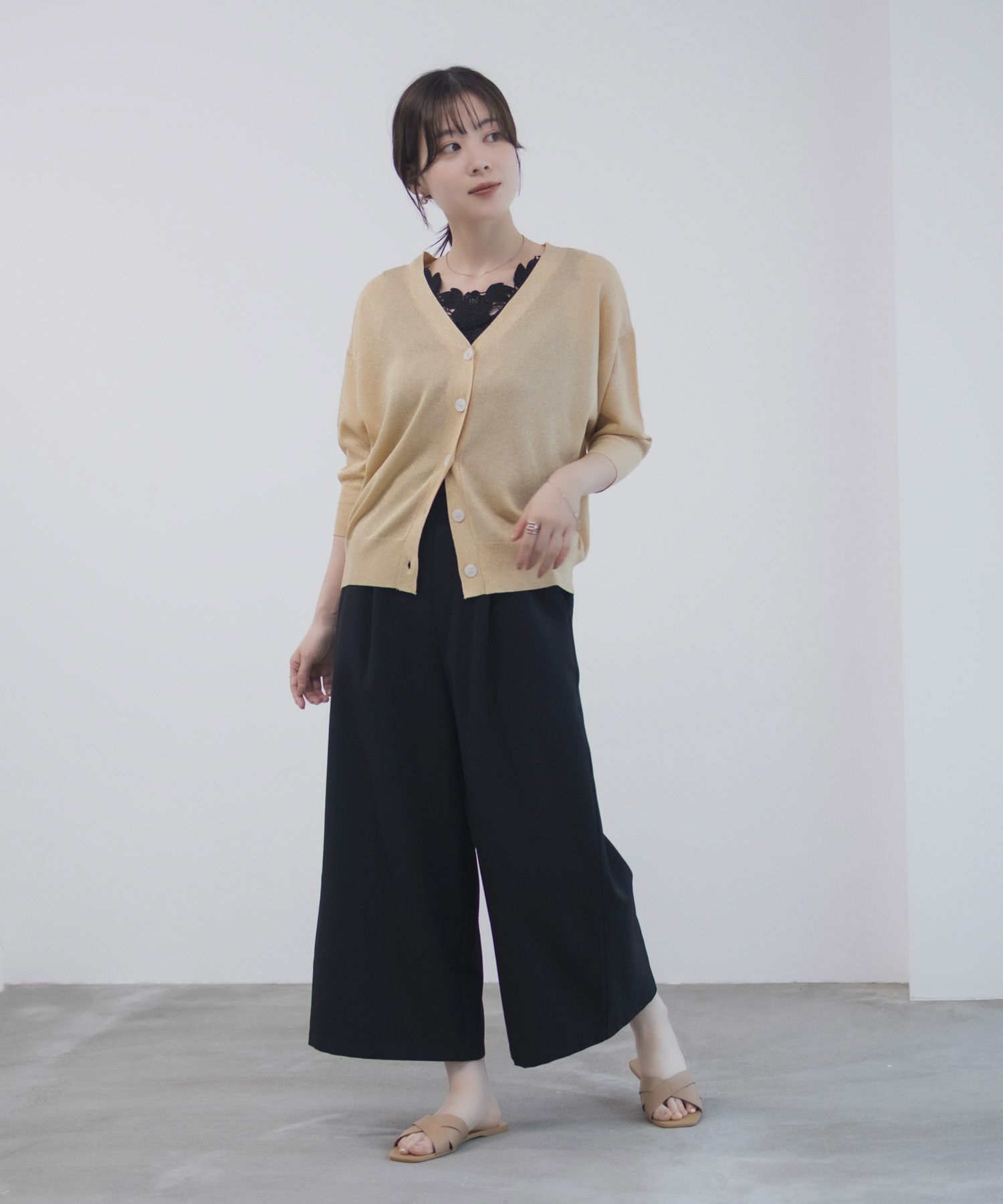 Idnes 釦付きワイドクロップドパンツ レディース商品サムネイル-29