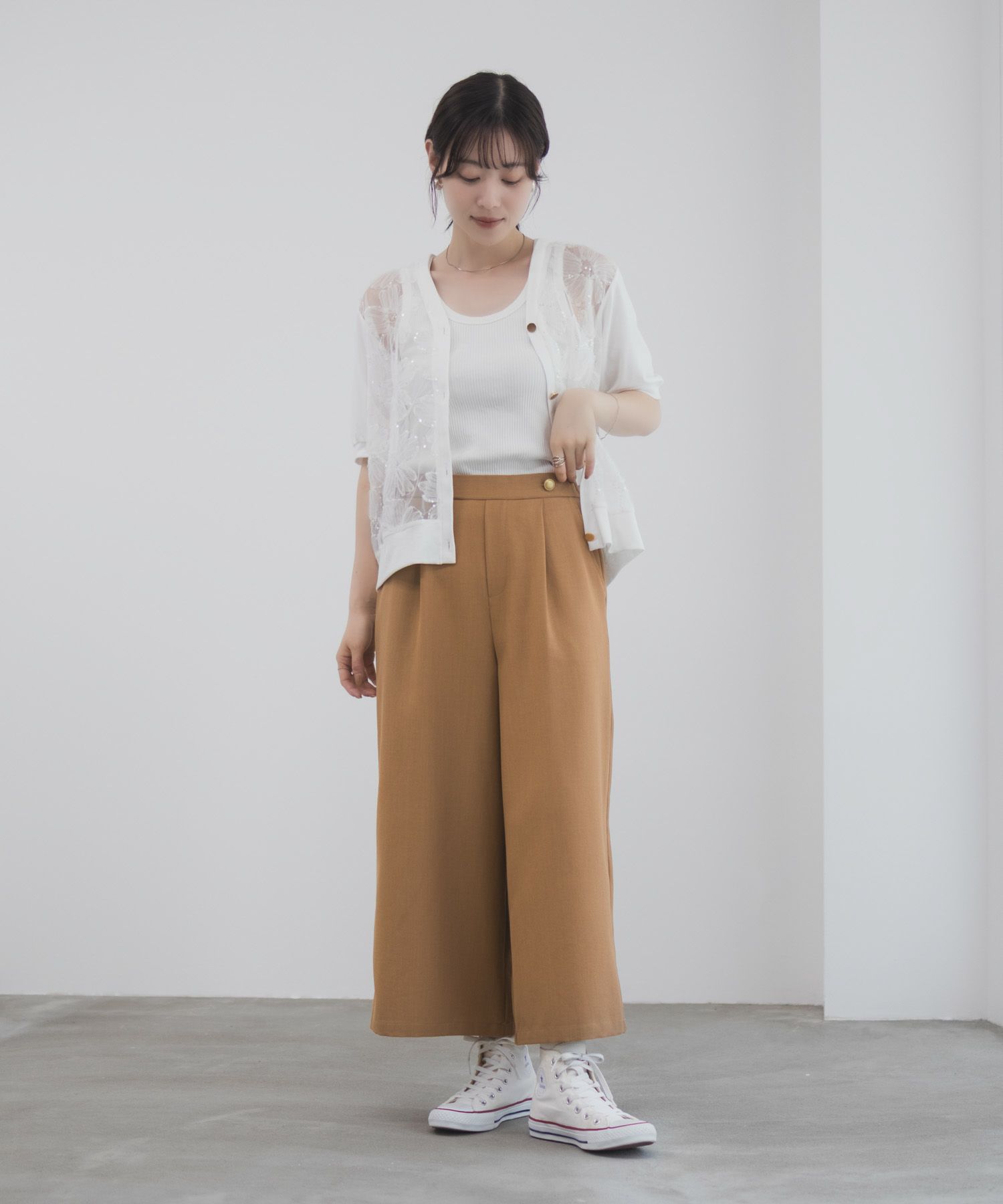 Idnes 釦付きワイドクロップドパンツ レディース商品サムネイル-30