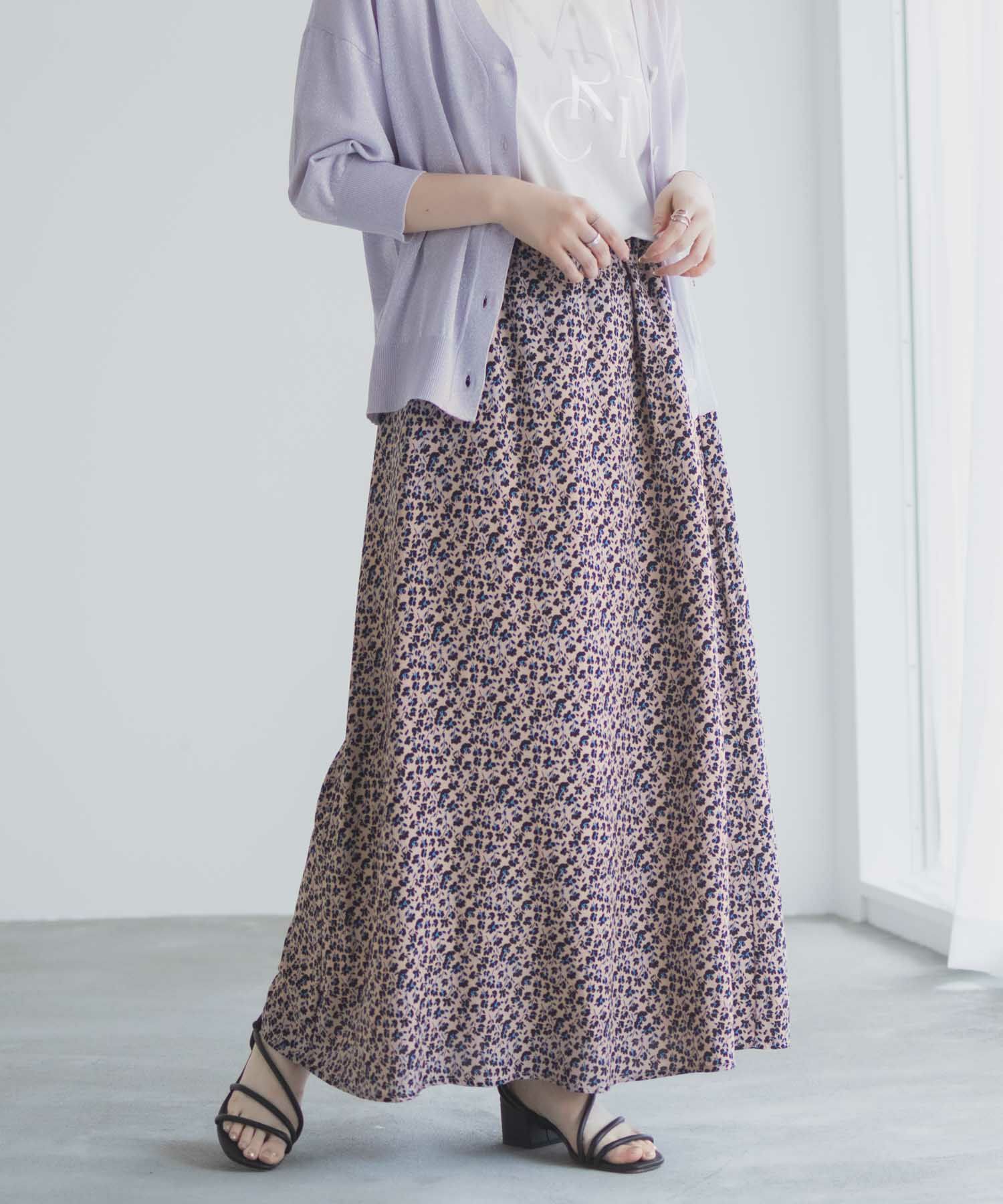 Idnes 小花柄ナロースカート レディース