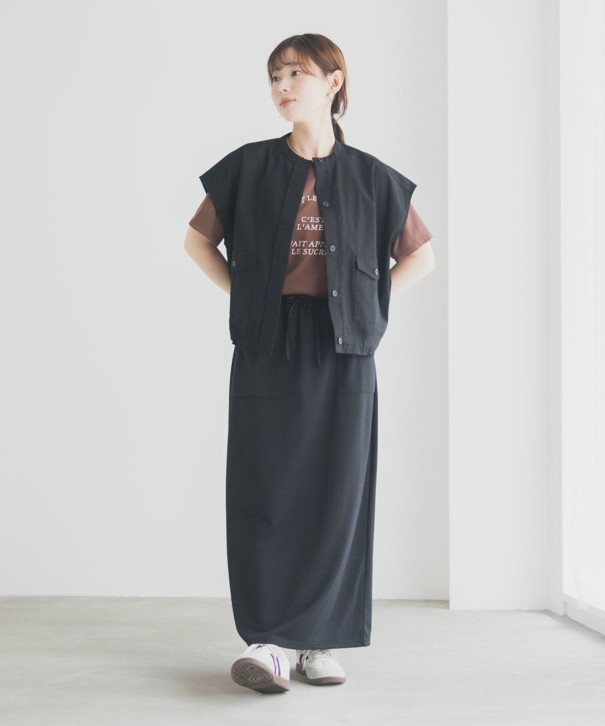 Idnes スウェットナロースカート レディース