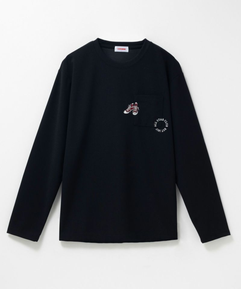 CONVERSE ポンチ素材 ポケット付き刺繍長袖Tシャツ メンズ商品画像-3