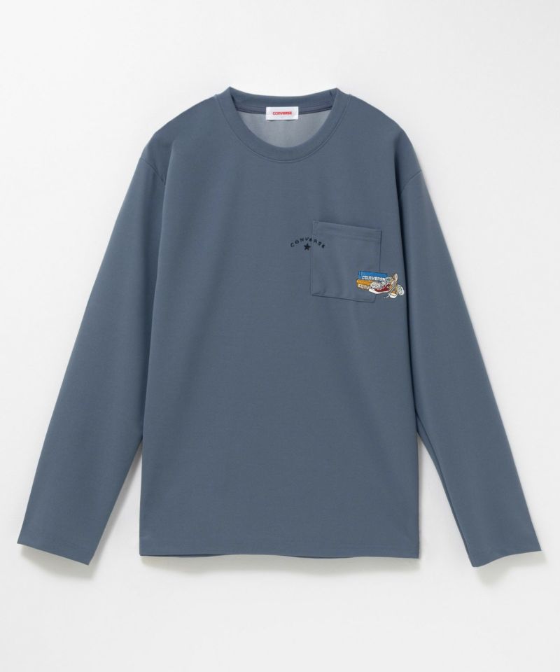 CONVERSE ポンチ素材 ポケット付き刺繍長袖Tシャツ メンズ商品画像-7