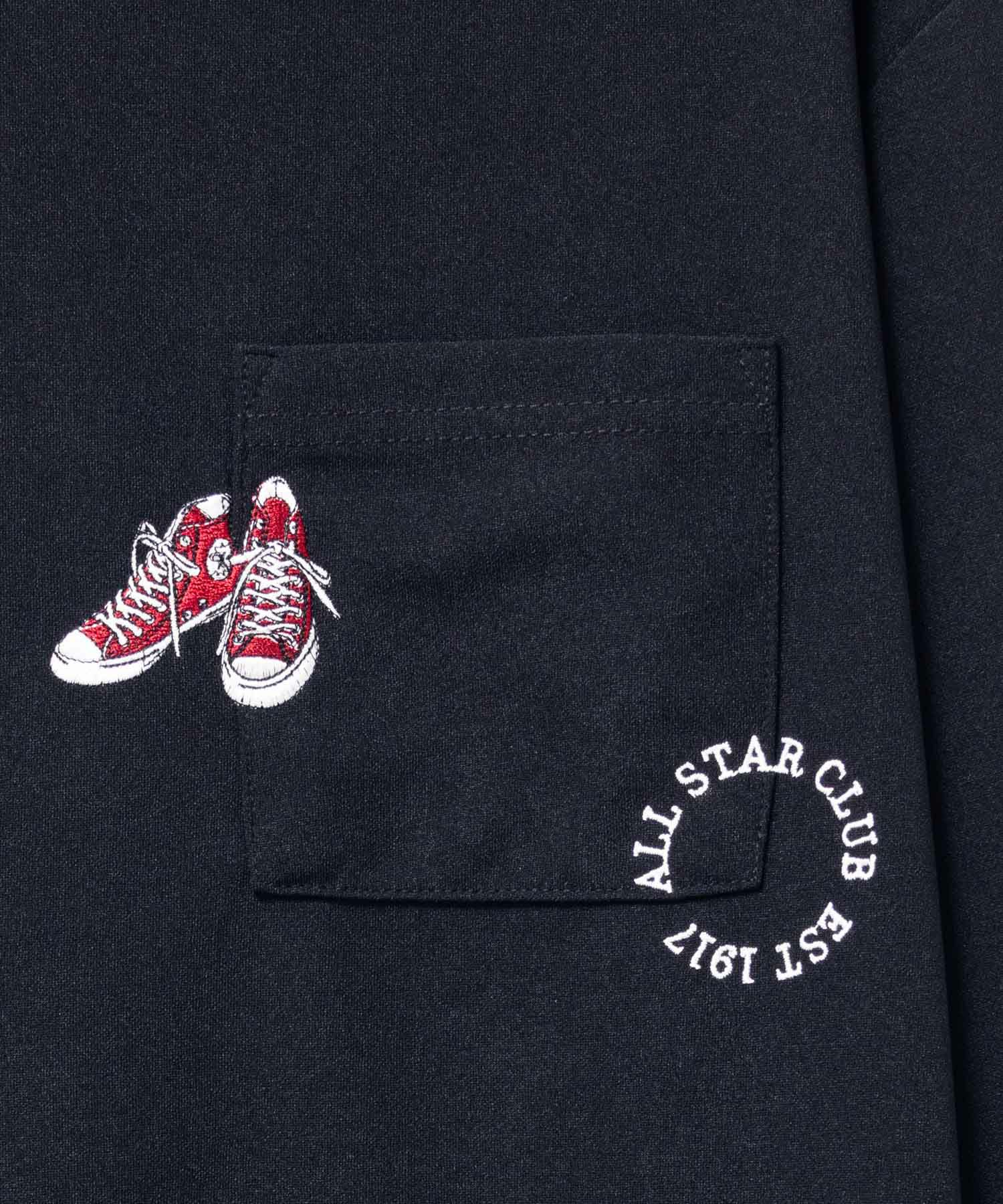 CONVERSE ポンチ素材 ポケット付き刺繍長袖Tシャツ メンズ