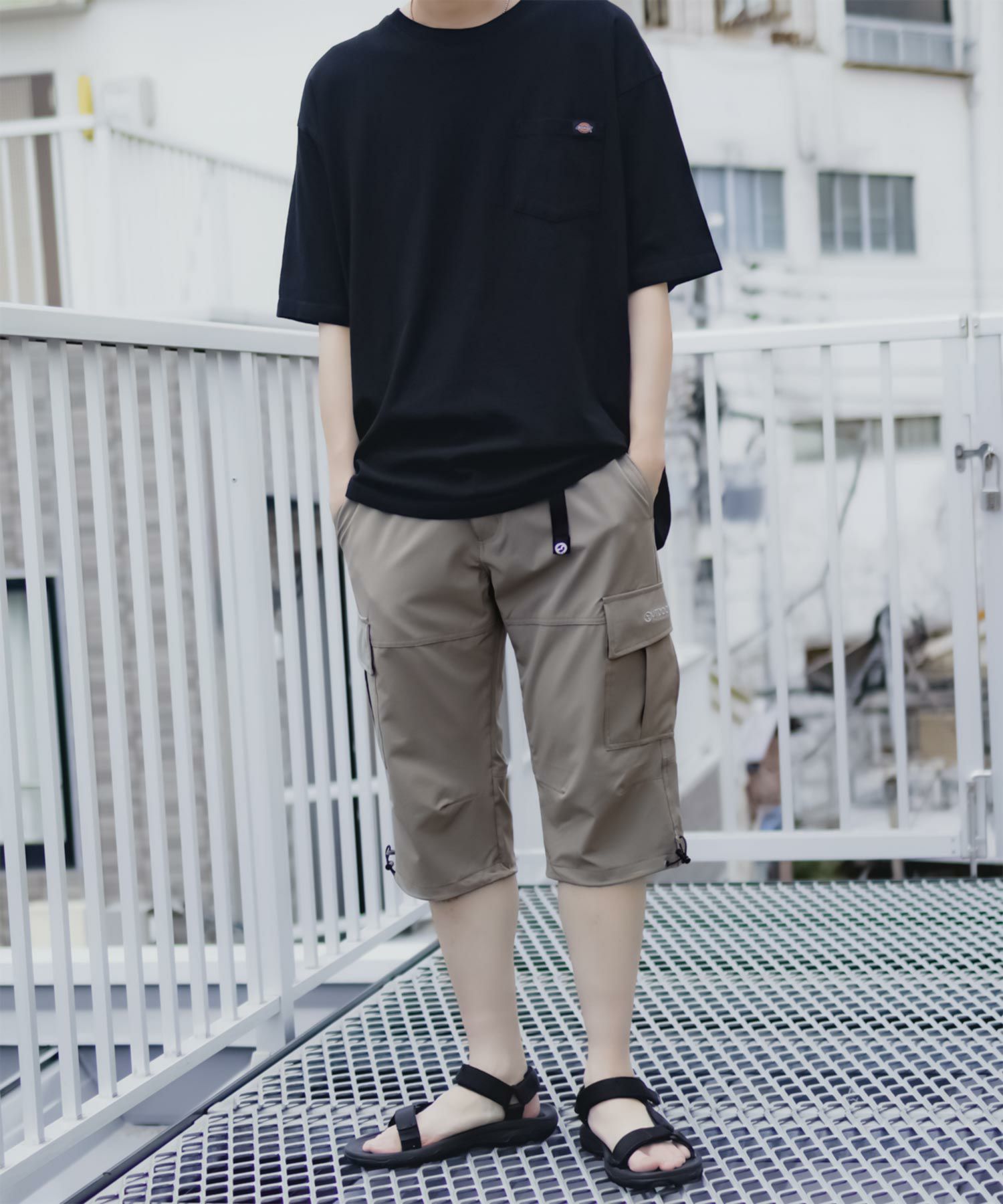 OUTDOOR PRODUCTS ポリリップストレッチカーゴクロップドパンツ メンズ