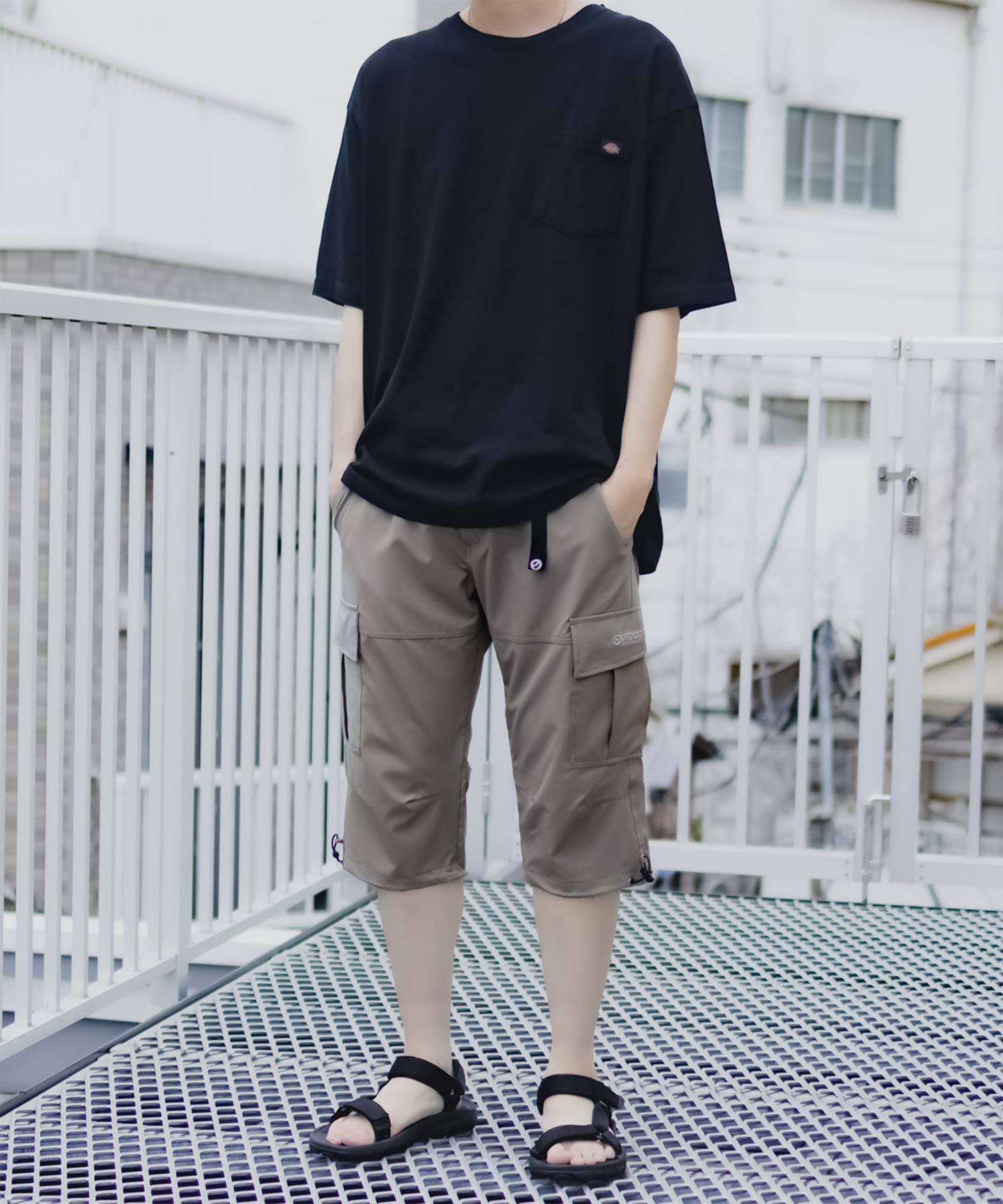 OUTDOOR PRODUCTS ポリリップストレッチカーゴクロップドパンツ メンズ