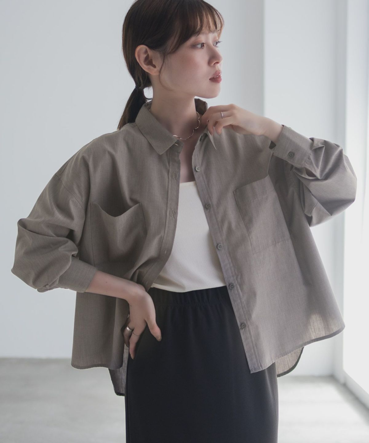 milli de l'air デニムライクシャツ レディース