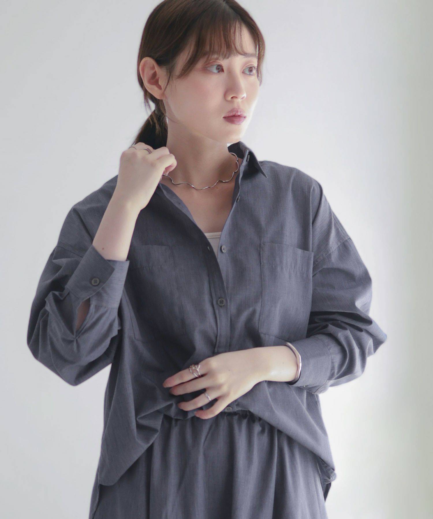 milli de l'air デニムライクシャツ レディース商品画像-4