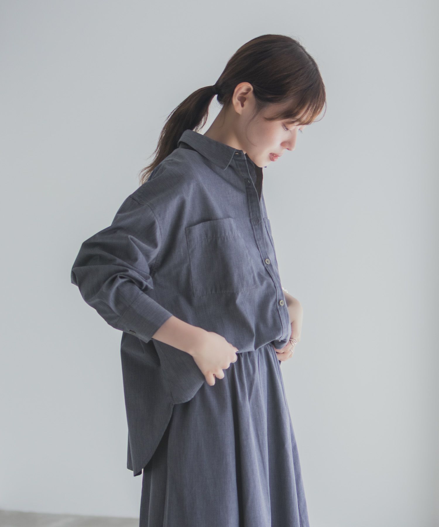 milli de l'air デニムライクシャツ レディース商品画像-8