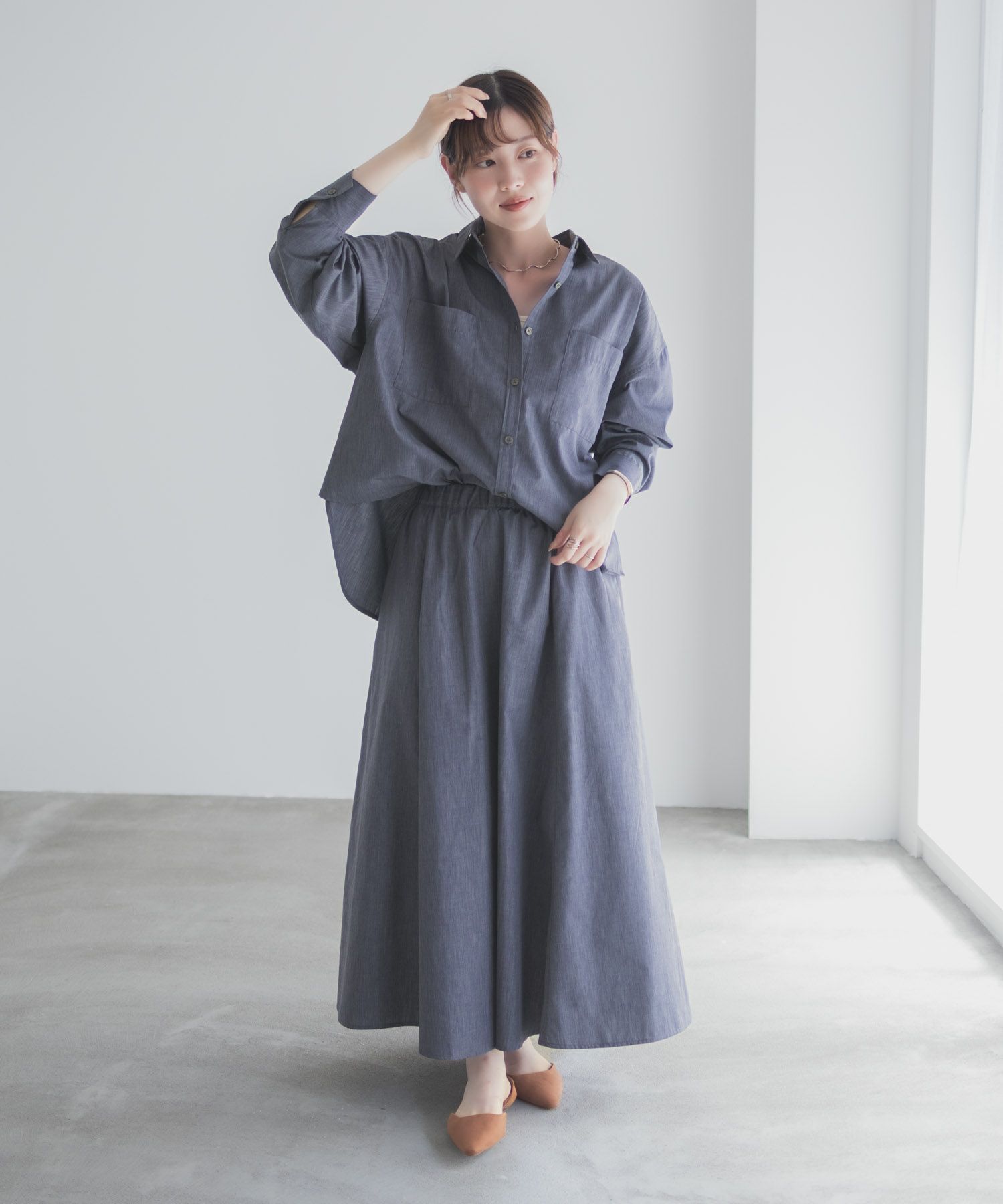 milli de l'air デニムライクシャツ レディース商品画像-10