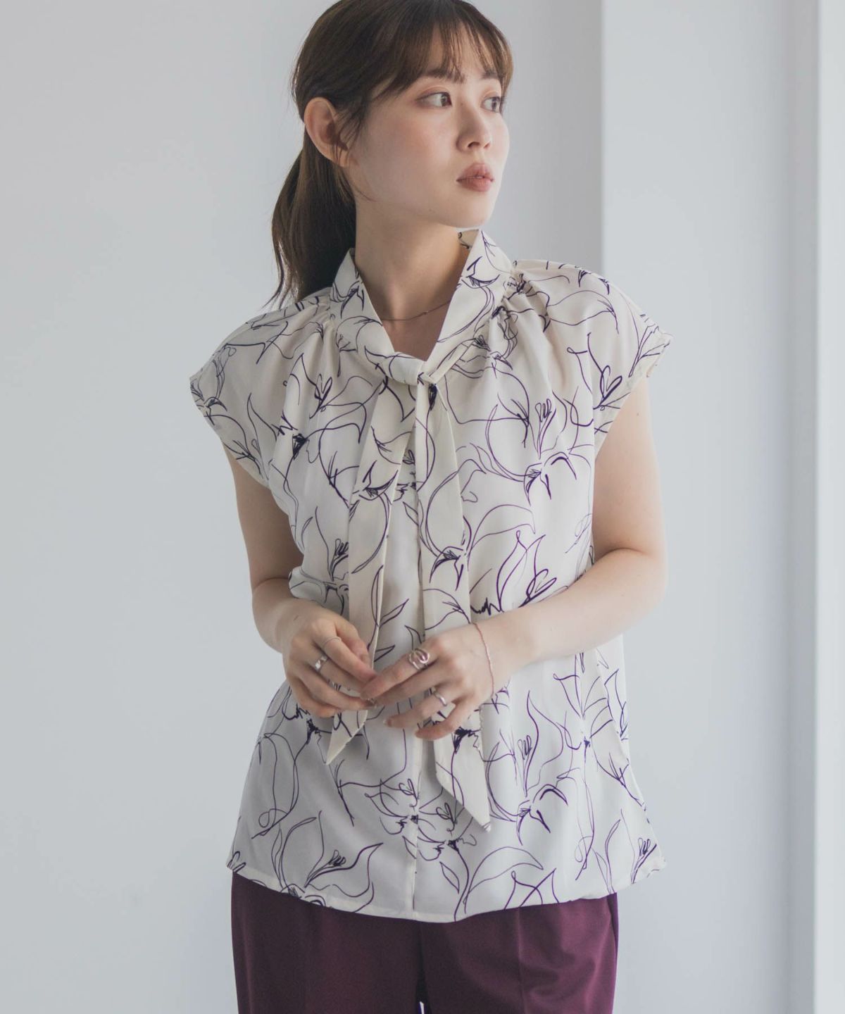 milli de l'air 2WAYフレンチボウタイブラウス レディース