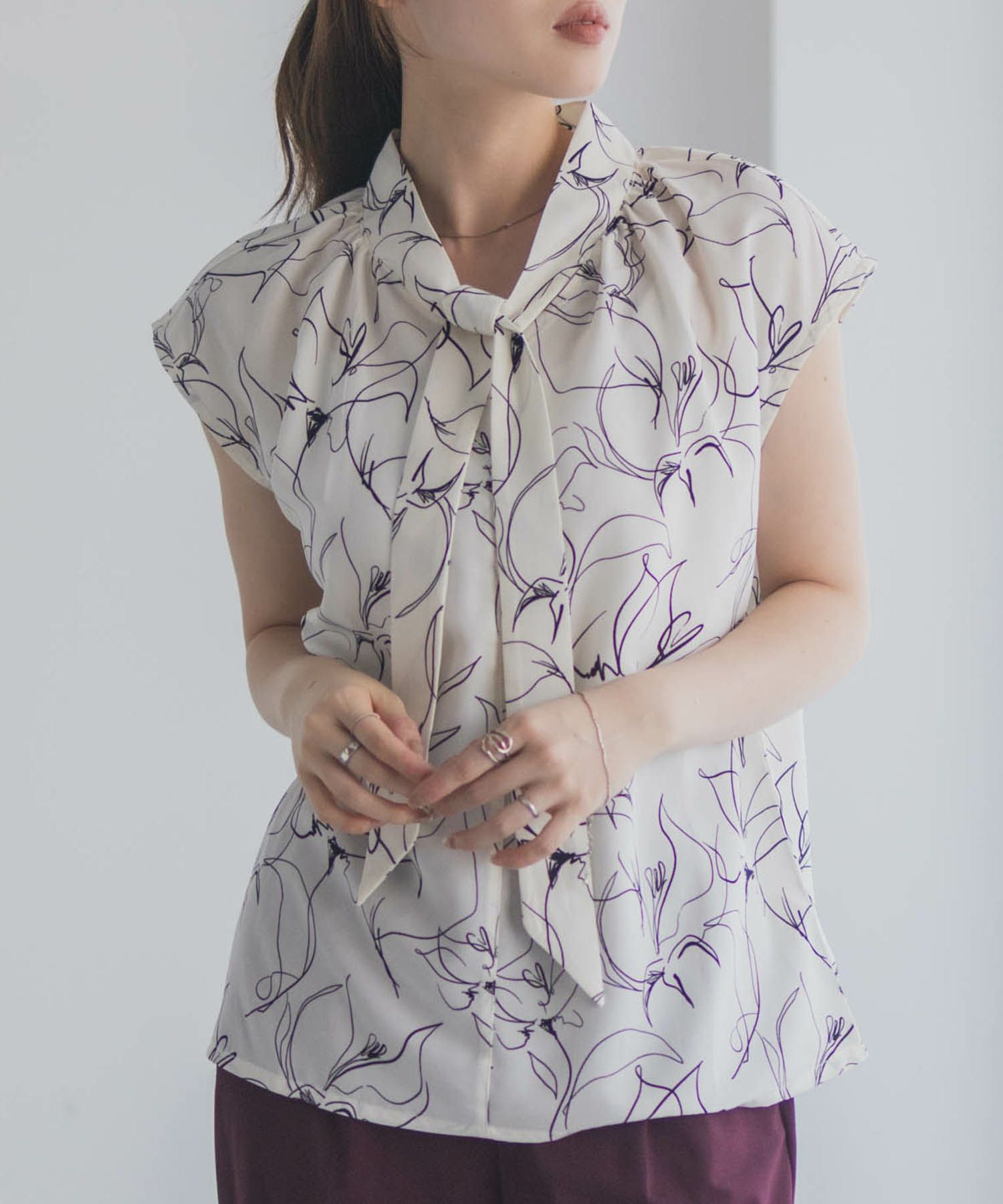 milli de l'air 2WAYフレンチボウタイブラウス レディース