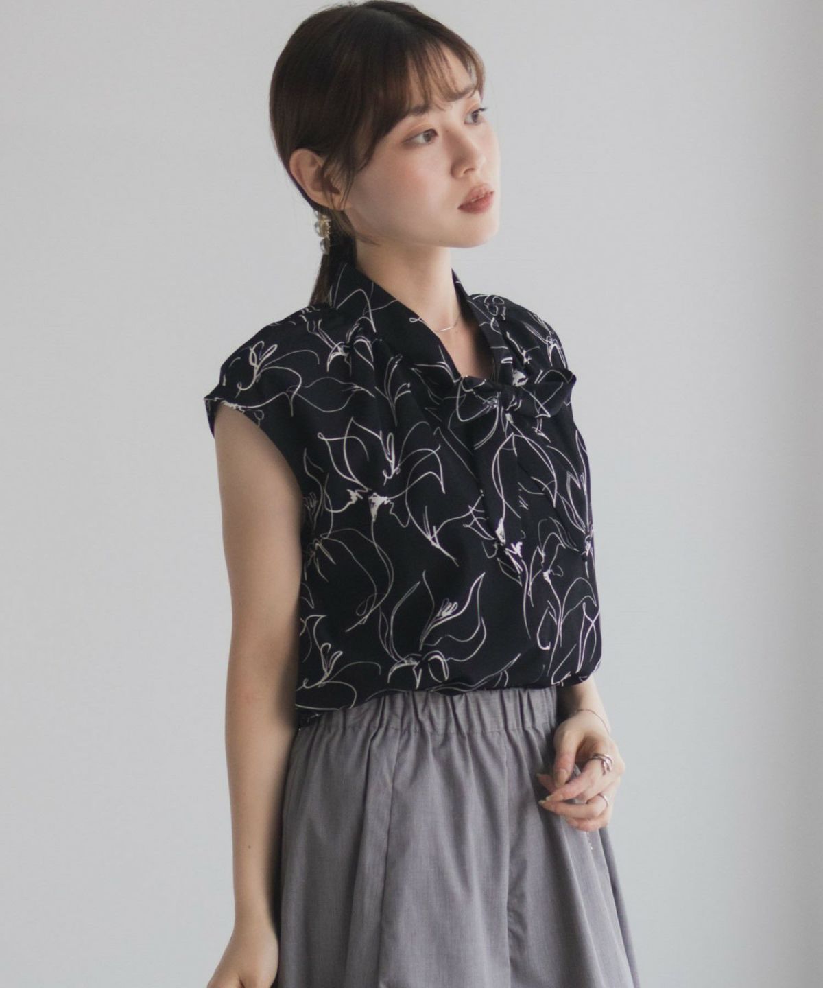 milli de l'air 2WAYフレンチボウタイブラウス レディース