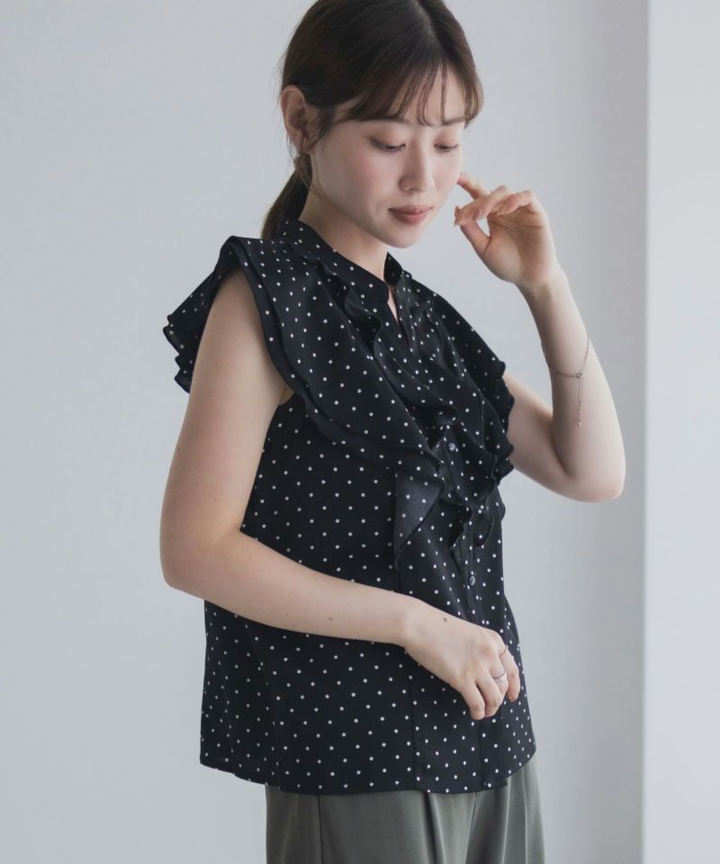 milli de l'air ラッフルフリルキーネックブラウス レディース商品画像-4