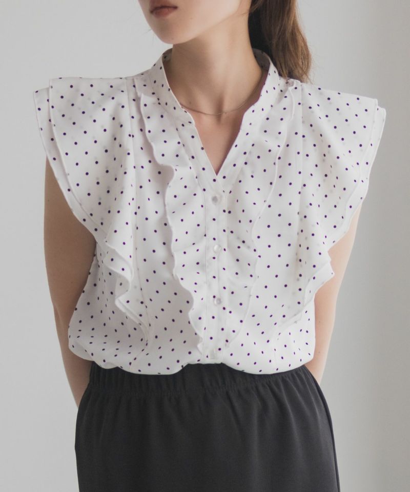 milli de l'air ラッフルフリルキーネックブラウス レディース商品画像-12