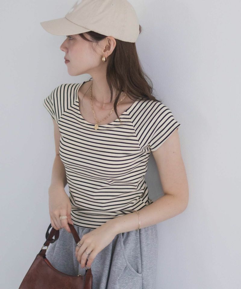 milli de l'air テレコカップ付き半袖トップス レディース商品画像-2