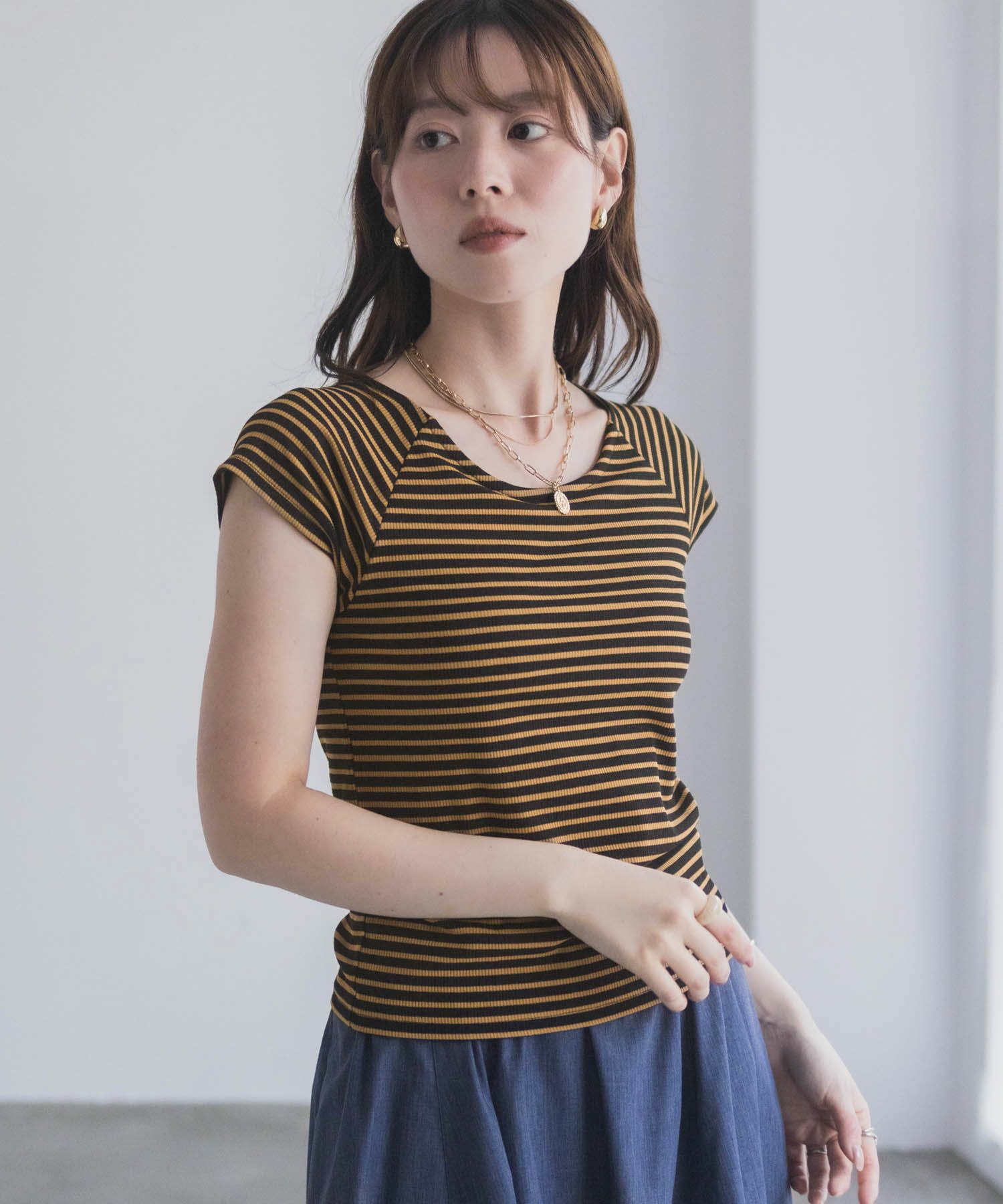 milli de l'air テレコカップ付き半袖トップス レディース商品画像-3