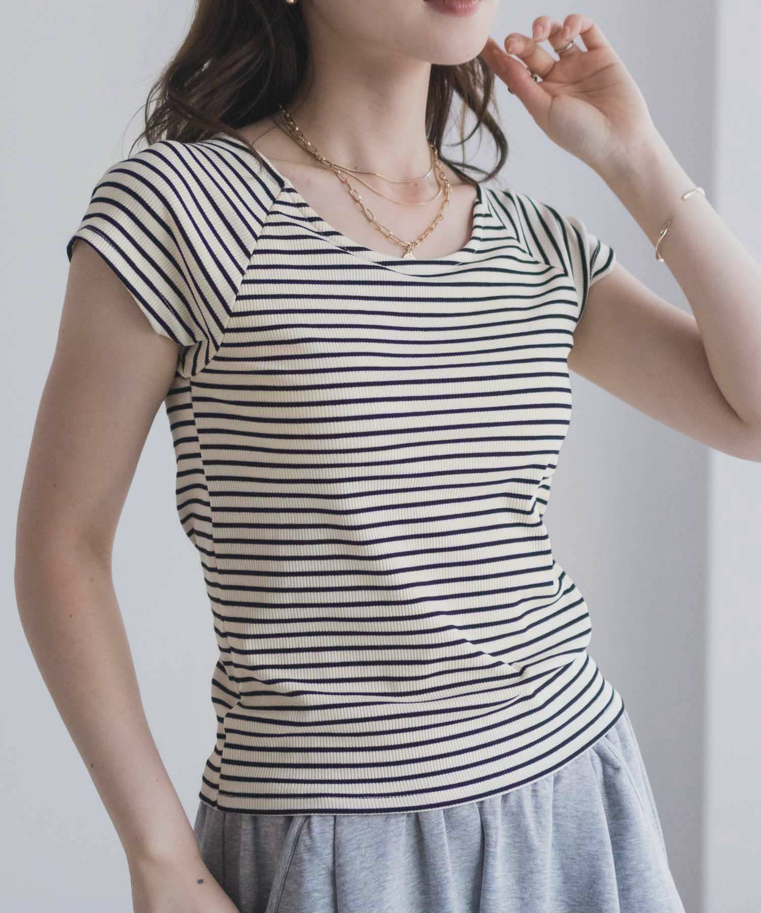 milli de l'air テレコカップ付き半袖トップス レディース商品画像-11