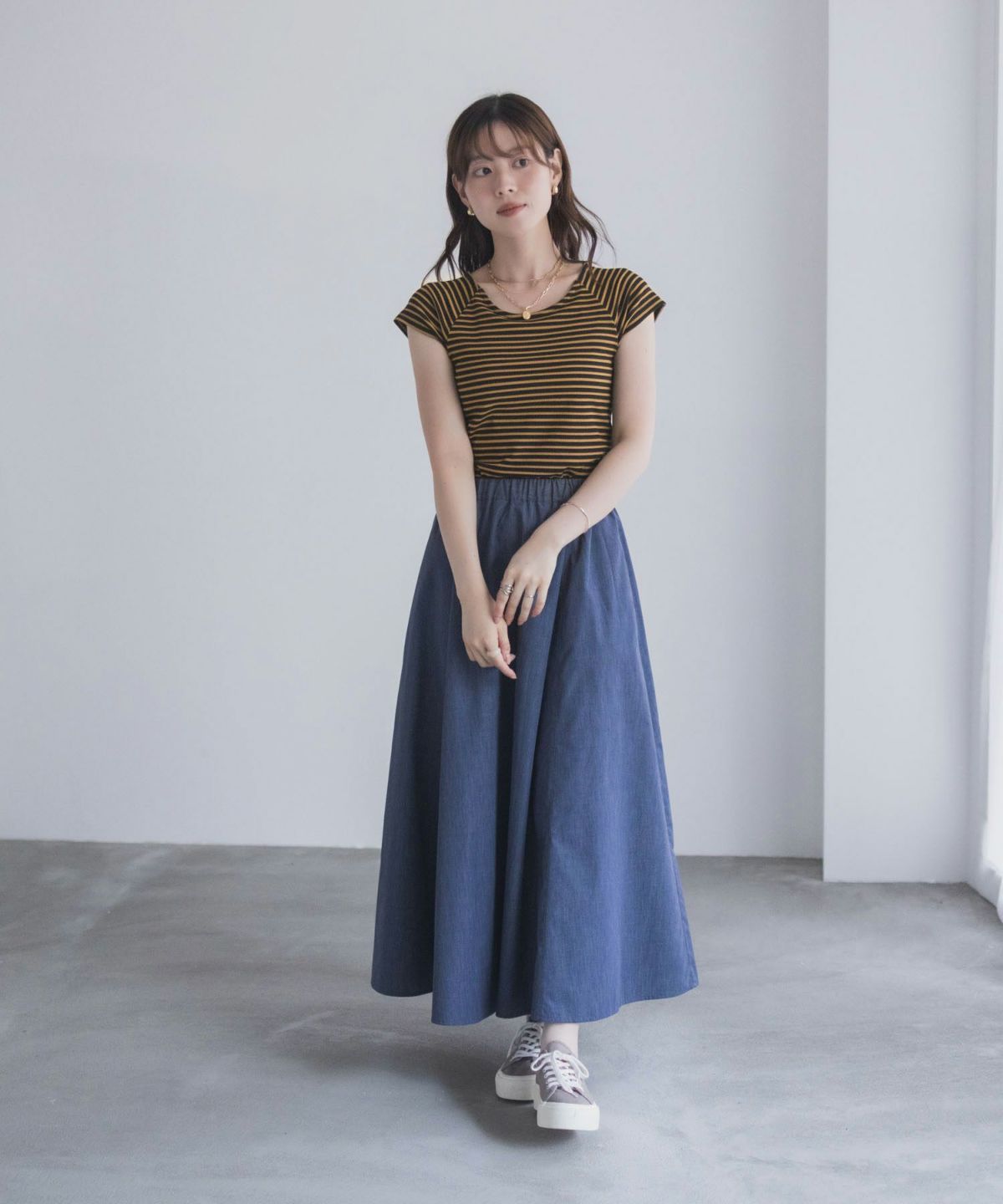 milli de l'air テレコカップ付き半袖トップス レディース