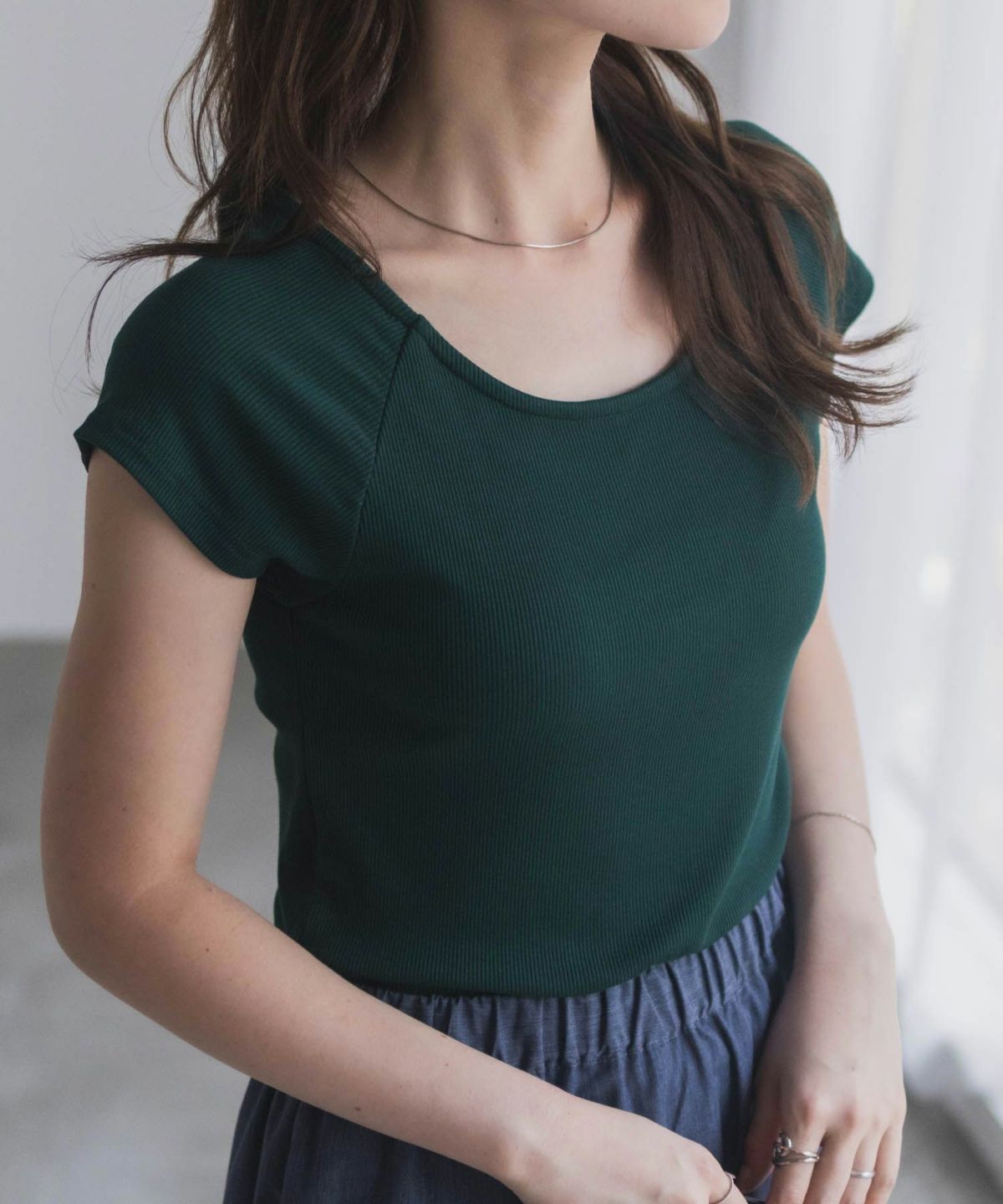 milli de l'air テレコカップ付き半袖トップス レディース