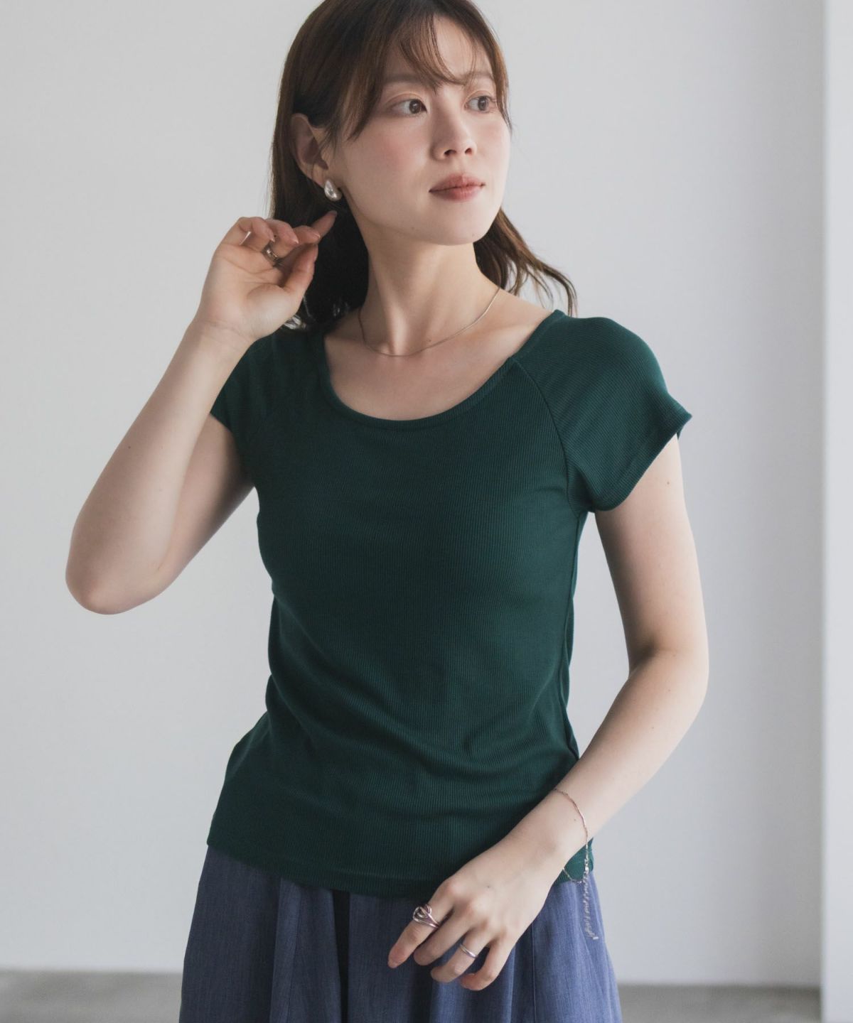 milli de l'air テレコカップ付き半袖トップス レディース