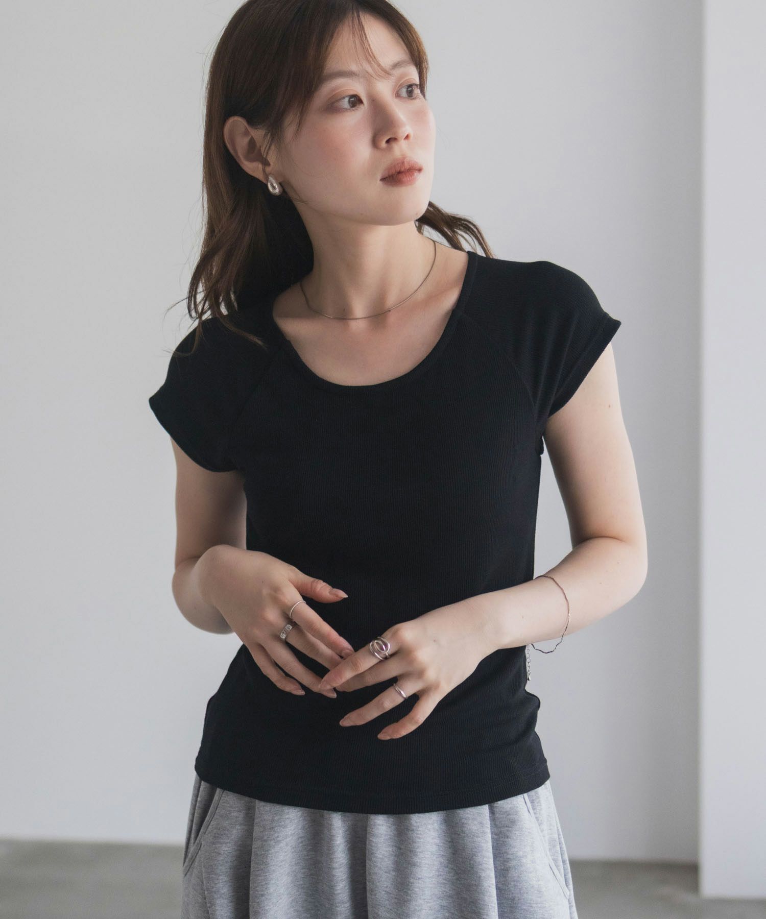 milli de l'air テレコカップ付き半袖トップス レディース商品サムネイル-10