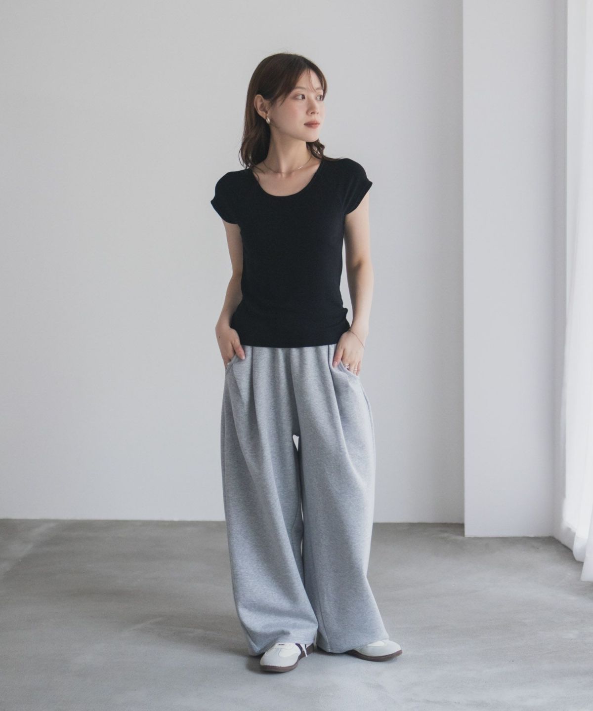 milli de l'air テレコカップ付き半袖トップス レディース