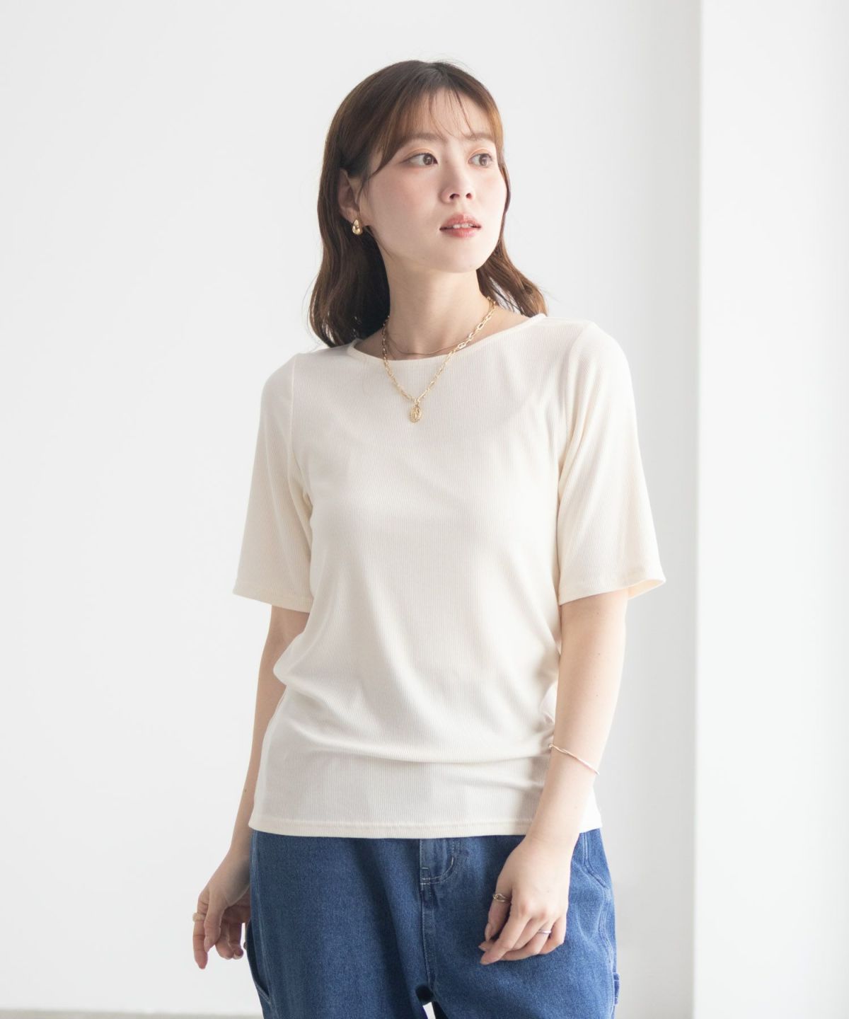 milli de l'air テレコハーフスリーブカットソー レディース ネコポス 対応商品