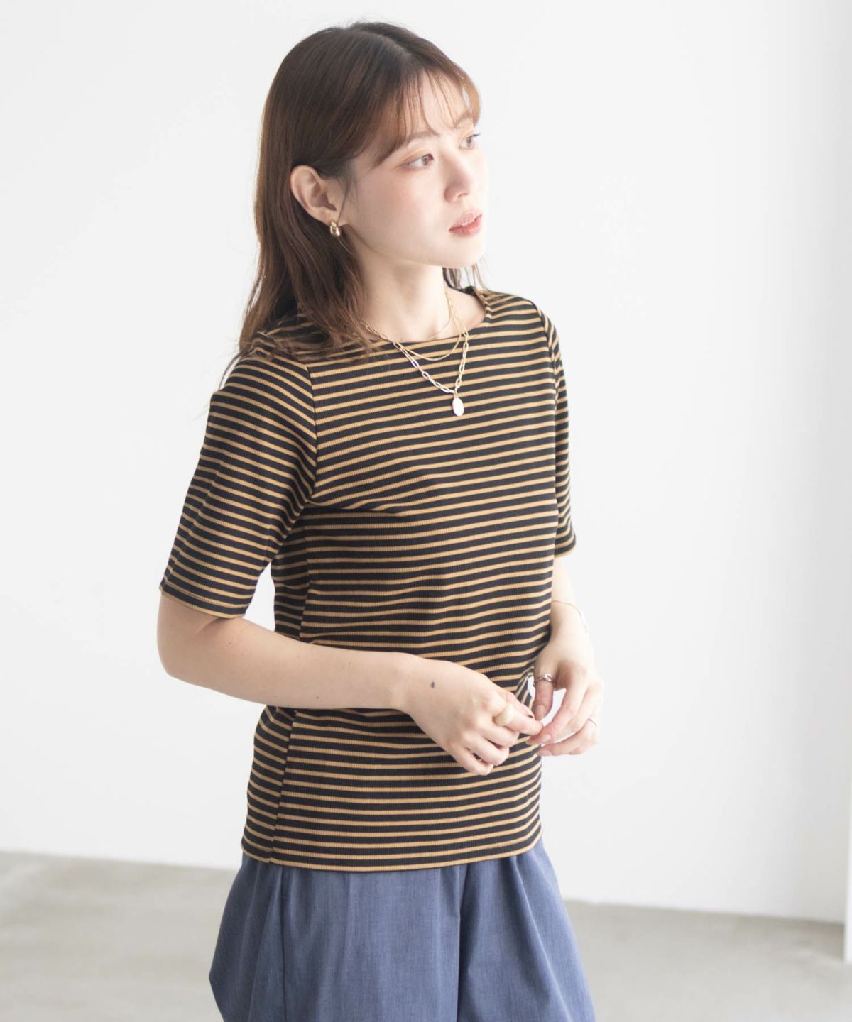 milli de l'air テレコハーフスリーブTシャツ レディース ネコポス 対応商品